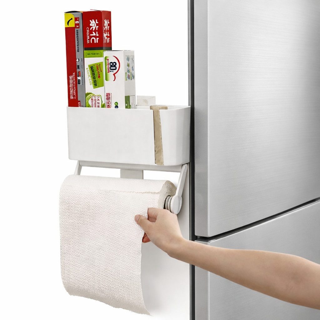 Creliv Küchenrollenhalter Wandrollenhalter ohne Bohren – Magnetisch oder Klebend, (mit Magnetkraft), für Kühlschrank