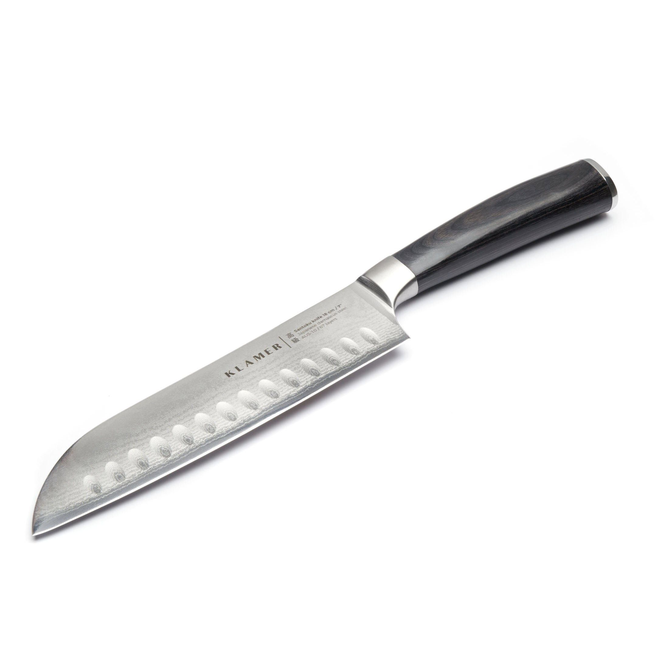 Damastmesser Premium Santoku Messer echter japanischer Stahl 18 cm Kochmesser