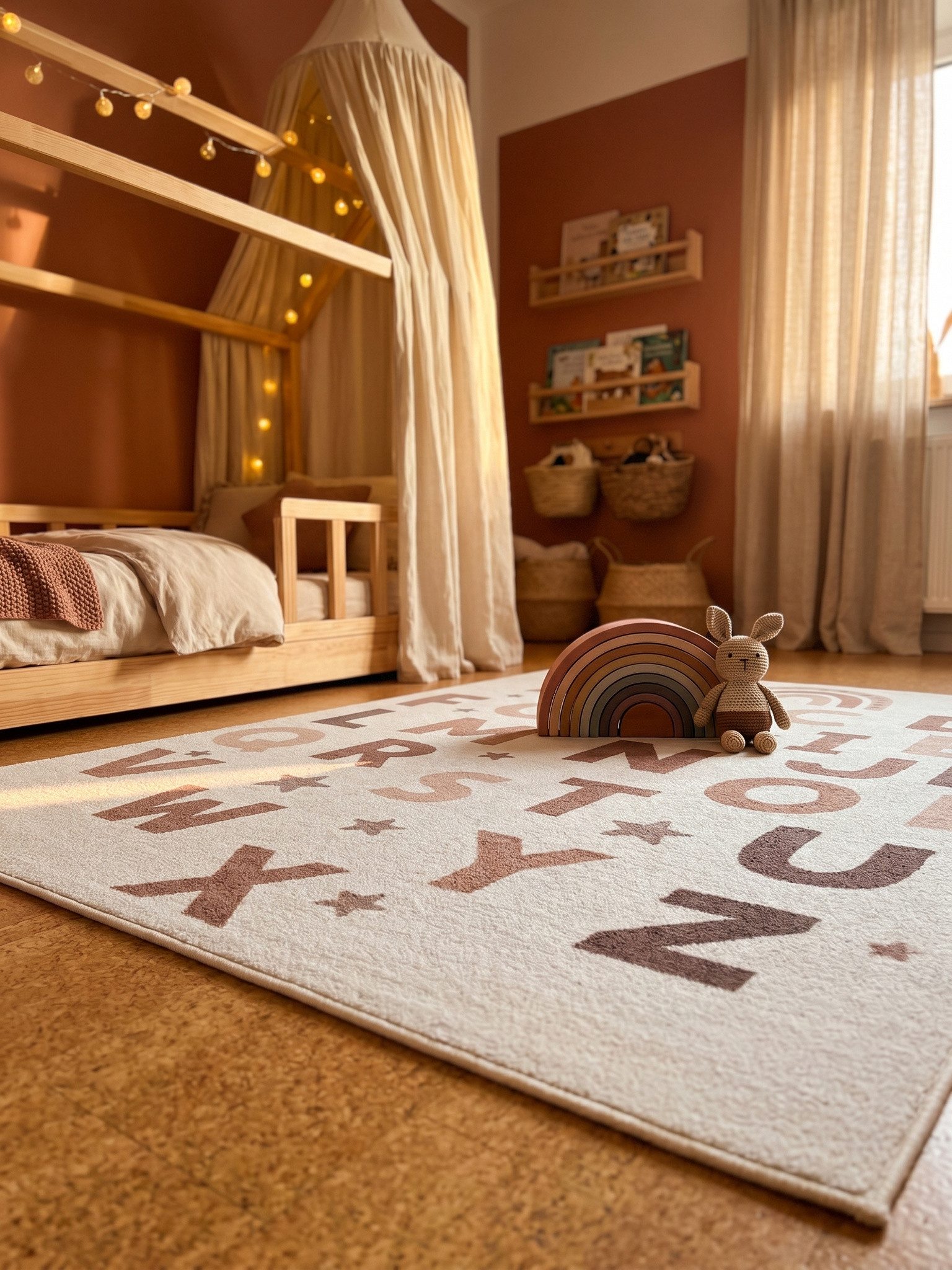 KADIMA DESIGN Kinderteppich TINO Kinderteppich Waschbar Kinderzimmer Schadstoffgeprüft, Läufer, Höhe: 10 mm, Creme, 80x150 cm, Kinderteppich Waschbar Spielteppi – Bild 2 von 5