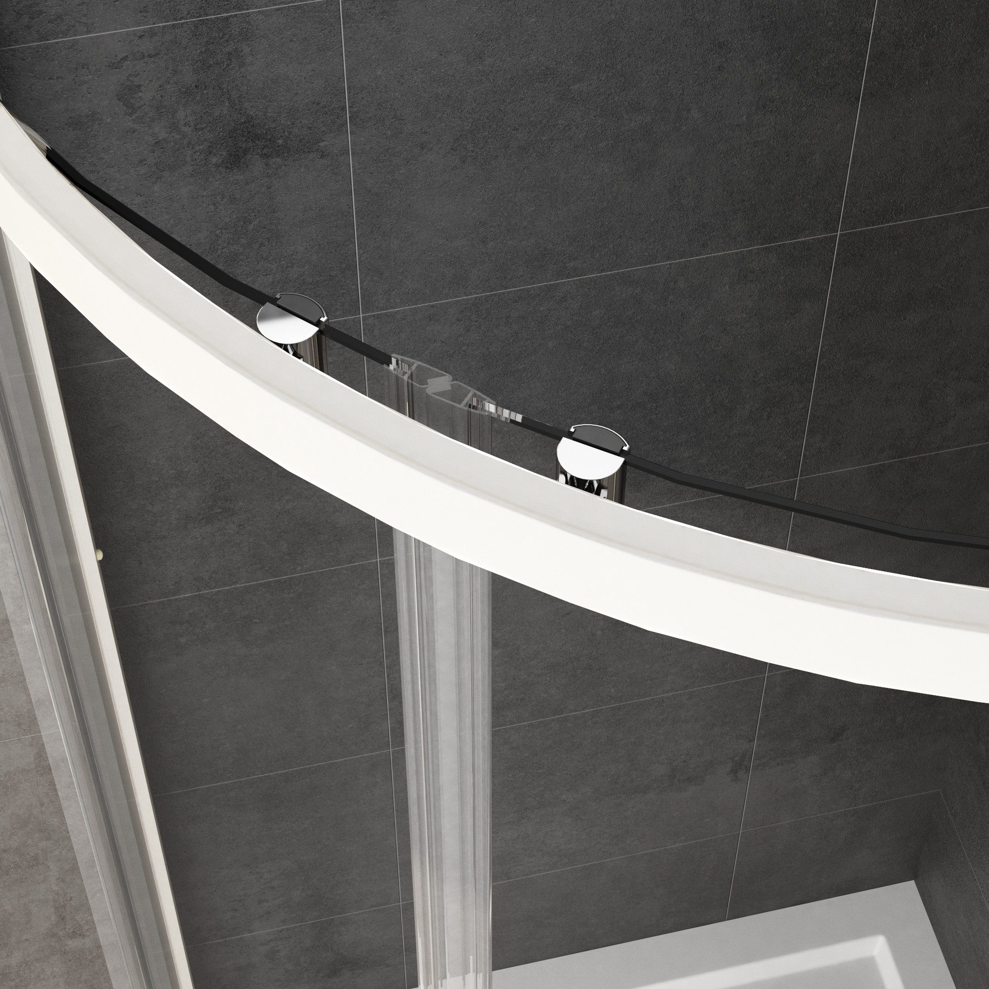 Hopibath Runddusche 90x90x185cm Viertelkreis Duschkabine 90x90 radius 55 cm Weiß, BxT: 90x90 cm, 5mm Sicherheitsglas, Schiebetür, mit Magnetverschluss & Alurahmen, (88-90)x(88-90)x185cm