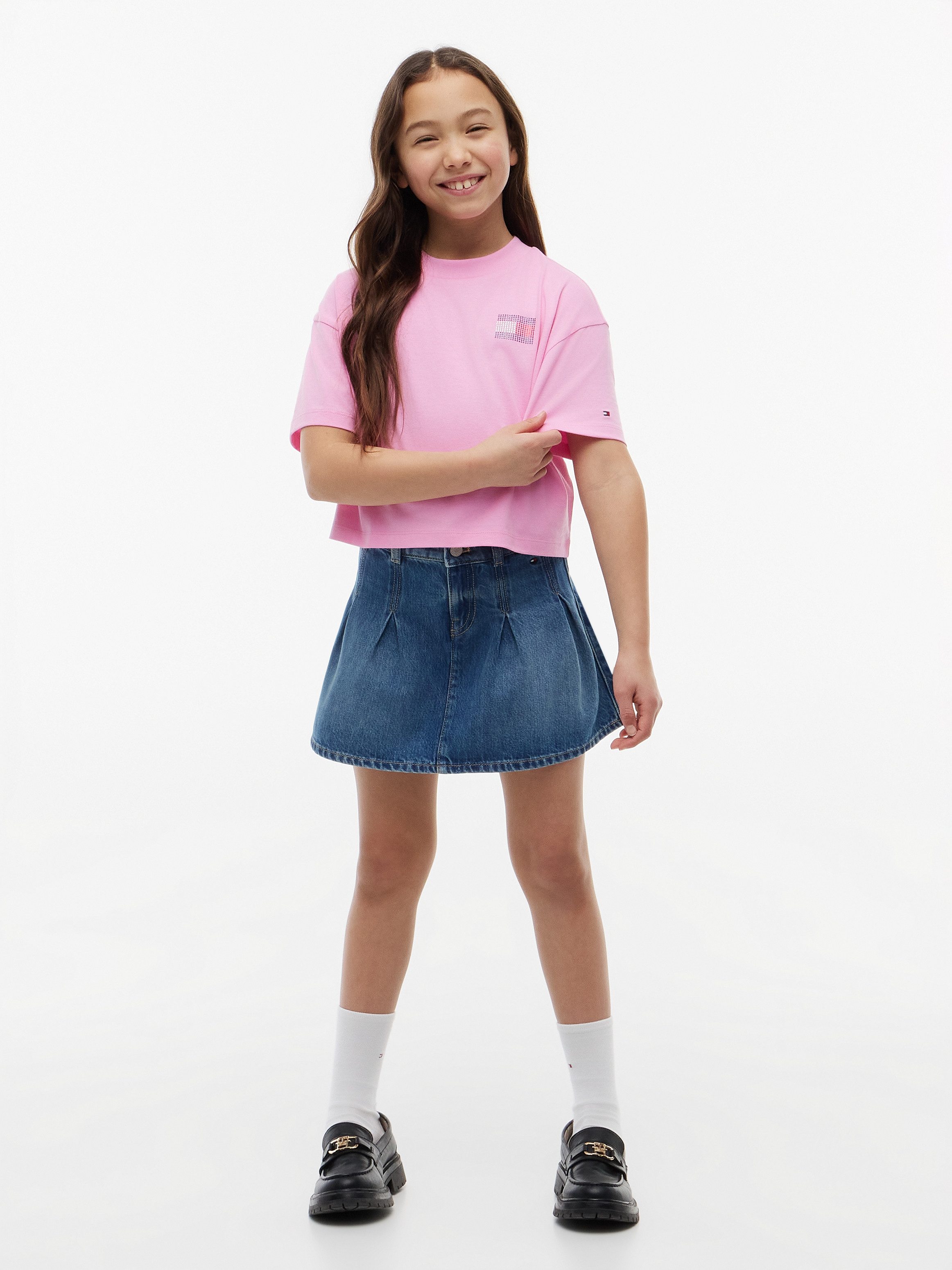 Tommy Hilfiger T-Shirt Rundhalsausschnitt, mit Glitzersteinen, Kinder bis 16 Jahre – Bild 4 von 5