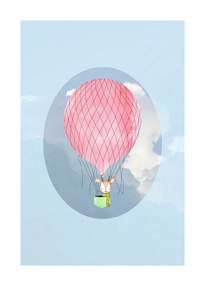 Komar Bild Happy Balloon Blue, Фигурки (1 St), Wandbild zur Аксессуары для дома - ohne Rahmen