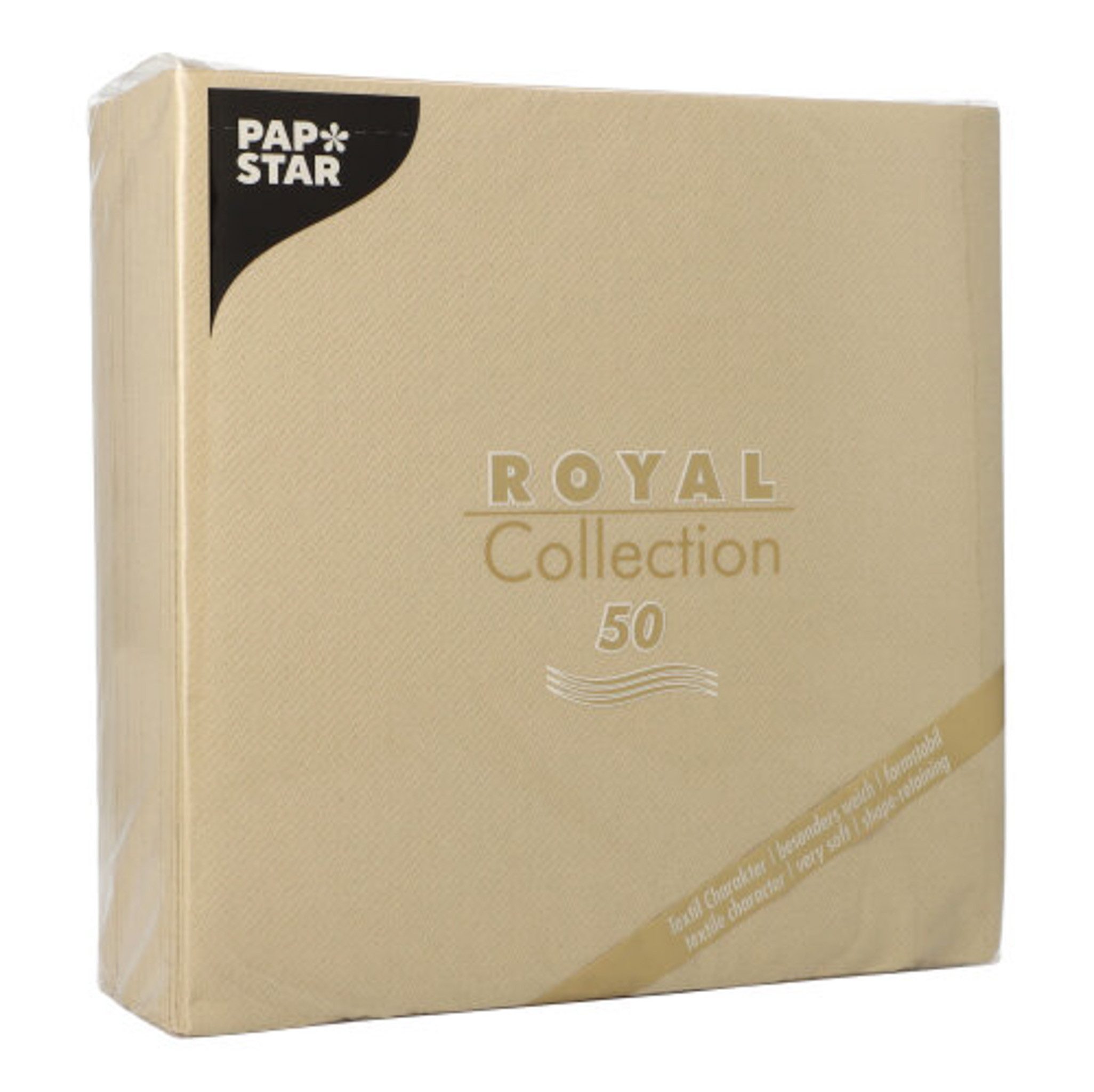 PAPSTAR Papierserviette, Servietten stoffähnlich 40x40cm Royal Collection 50 Stück Beige