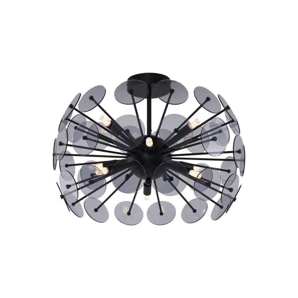 Qazqa Deckenleuchte Atomic, ohne Leuchtmittel, G9, Schwarz, Art Deco, Kunststoff, 9-flammig