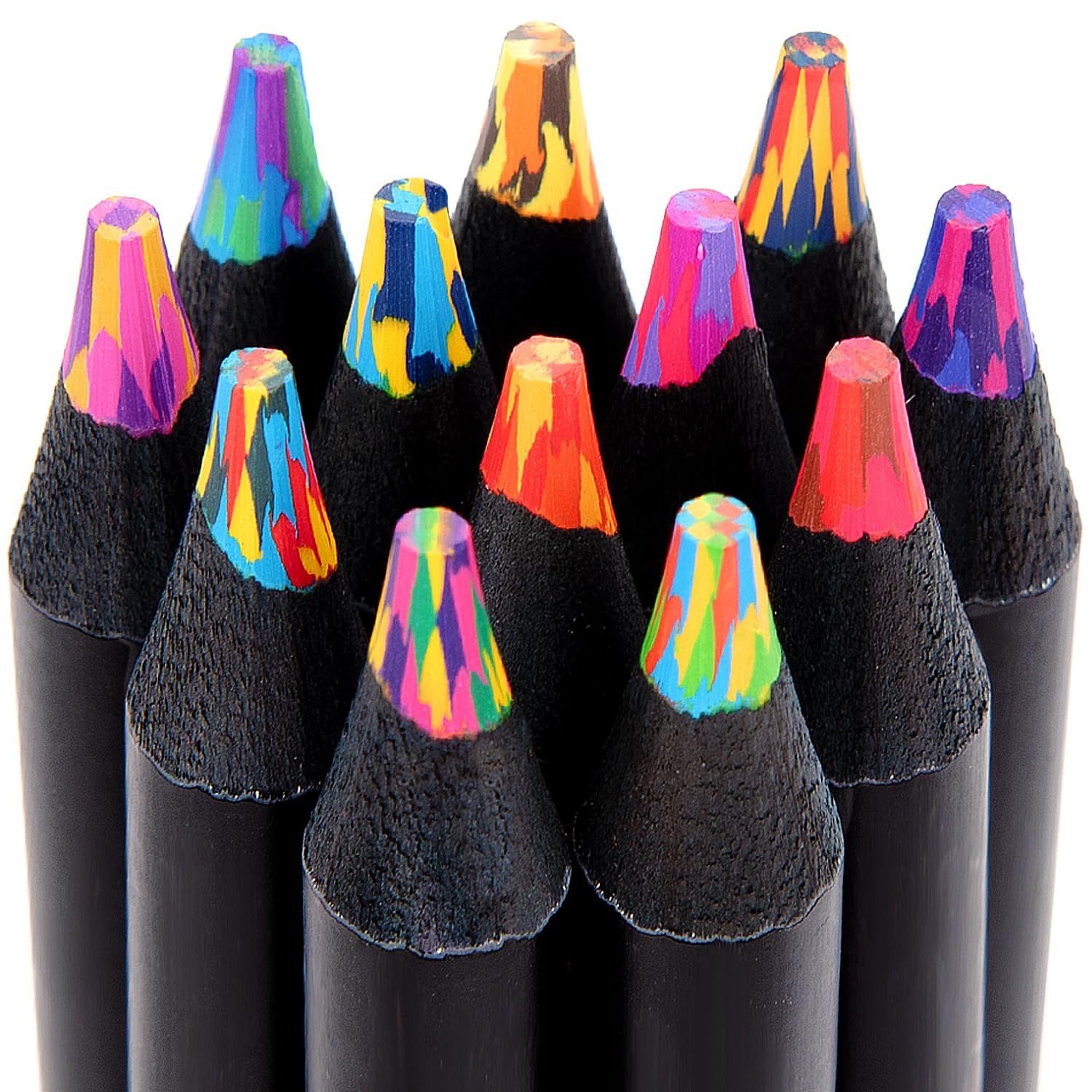 FOUORTUNATE-BEE Buntstift 12 Stück Farbstifte Buntstifte Schwarze Hölzerne Mehrfarbige Stifte, (Art Supplies für Zeichnung Färbung), Einschulung Mädchen Junge
