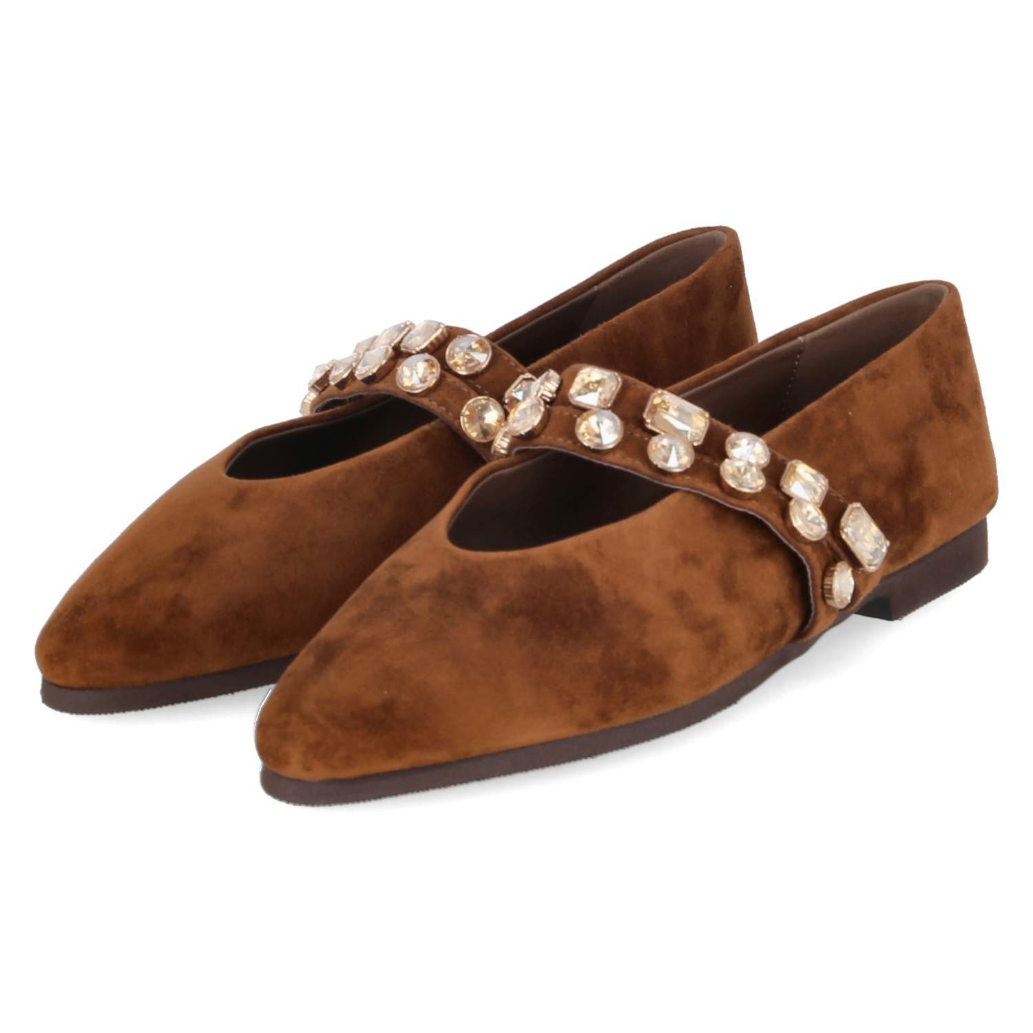 Kaerlek Kaerlek Klassische Ballerinas Eloise Camel Damen Rauleder brown Ballerina