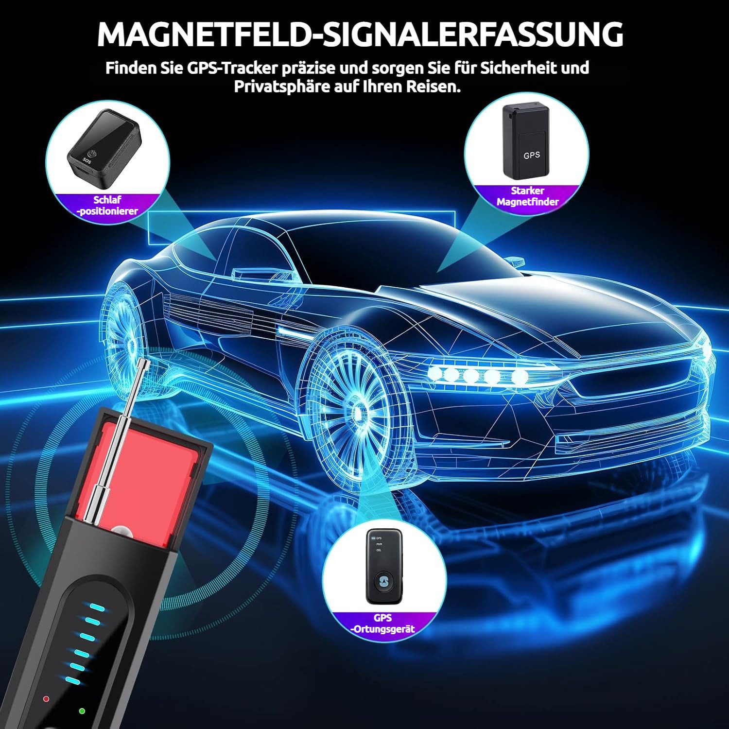 VIVIHEYDAY Überwachungskamera Zubehör Wanzen Detektor 4 in 1 Versteckte Kamera Detektor RF Wireless (Abhörgeräte Finder GPS Tracker Detektor, Hidden Camera Detector für Hotel, Büro)