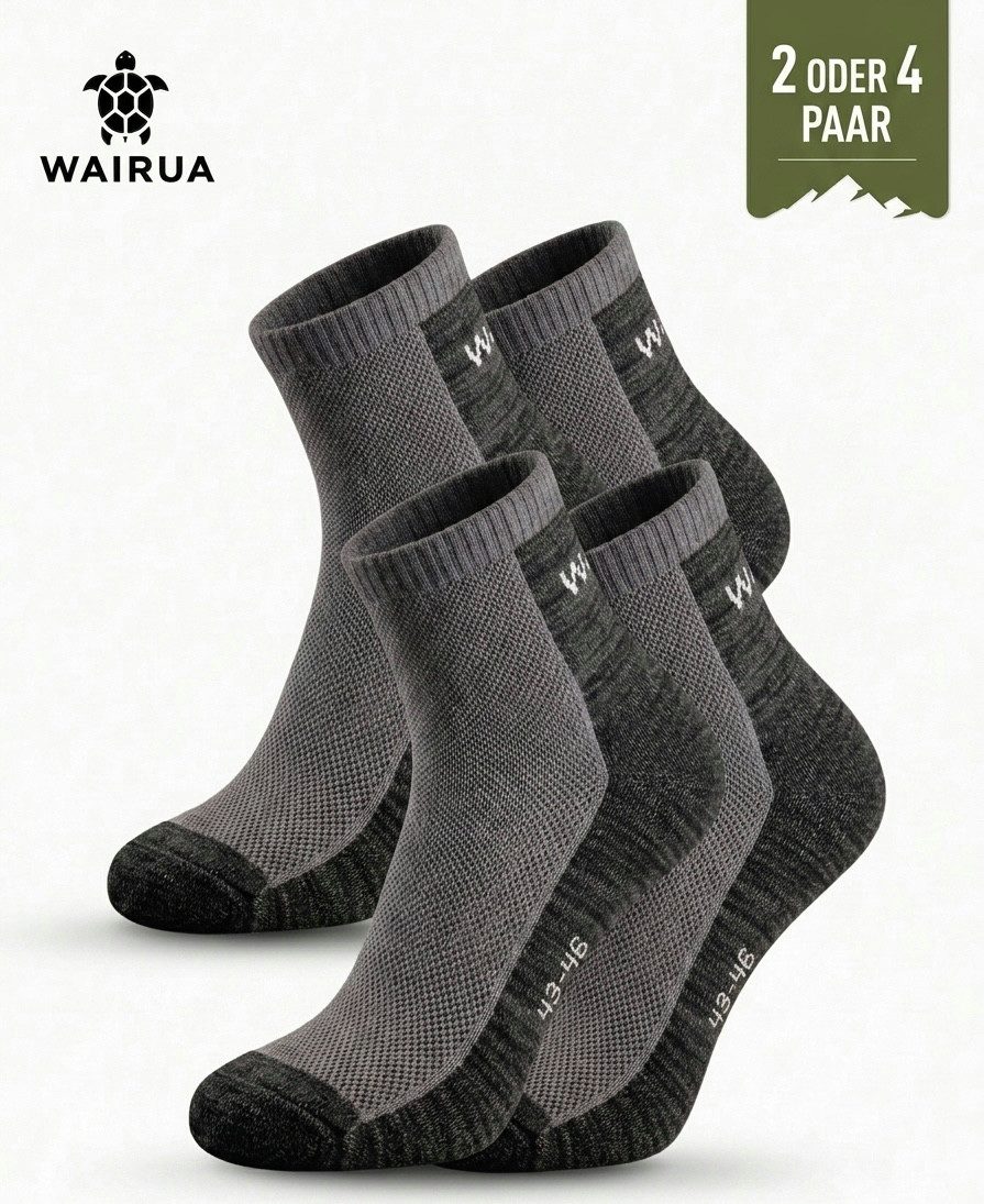 WAIRUA Wandersocken Damen & Herren – Premium Outdoor Socken aus Merino Wolle (2-Paar)