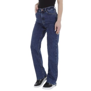 Ital-Design Stretch-Jeans Damen Freizeit Used-Look Stretch High Waist Jeans in Blau