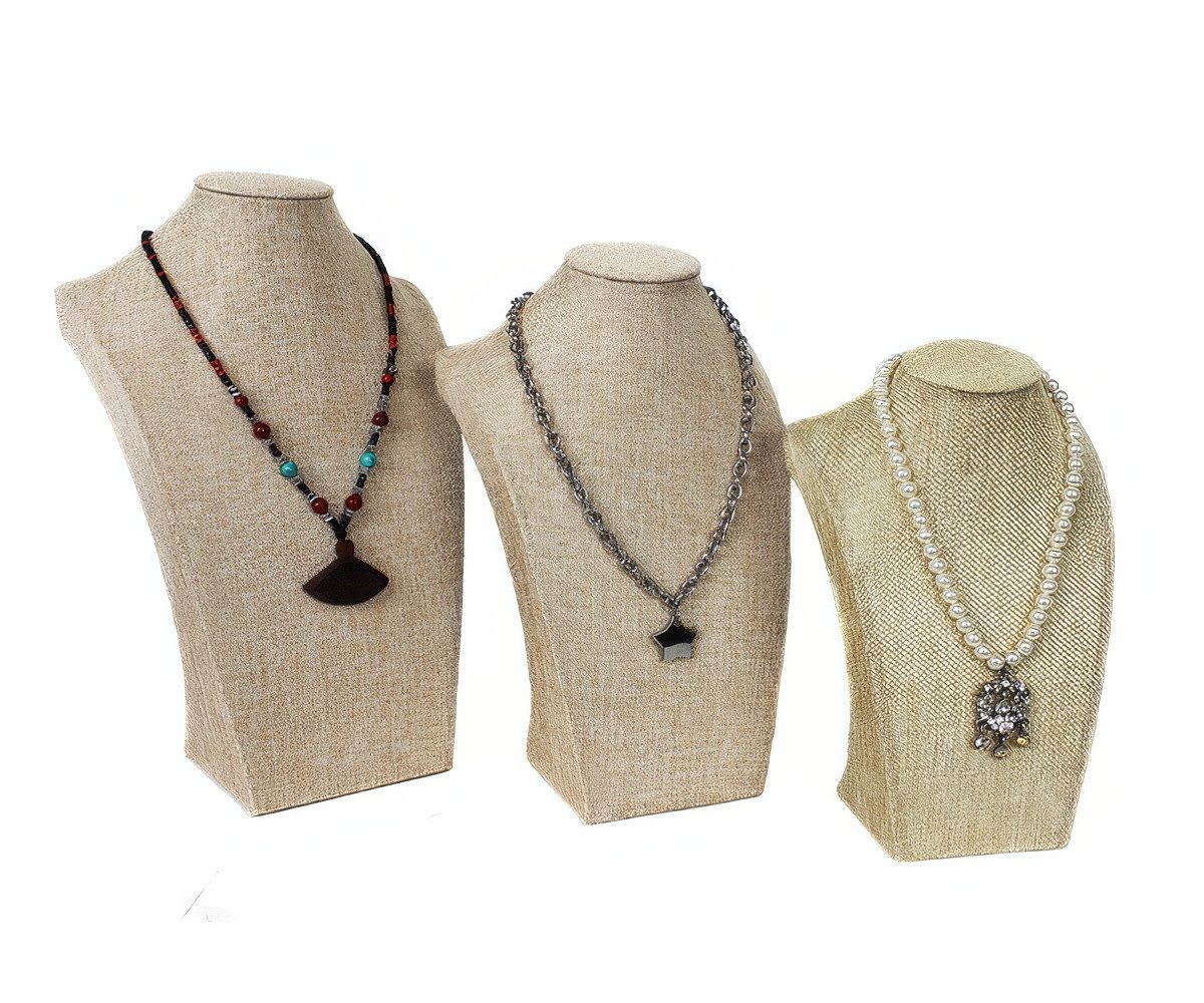 Yudu Schmuckständer elegante Schmuckbüste Dekobüste Kettenhalter Jute Look