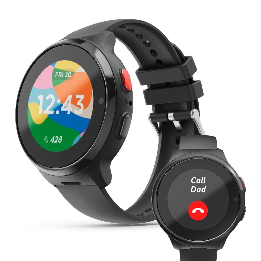 Hama Kinder-Smartwatch (GPS, Telefonfunktion, Schulmodus, SOS) Smartwatch (3,04 cm), Kinderuhr mit Live-Standortverfolgung, IP67, AMOLED-Display 1,19“