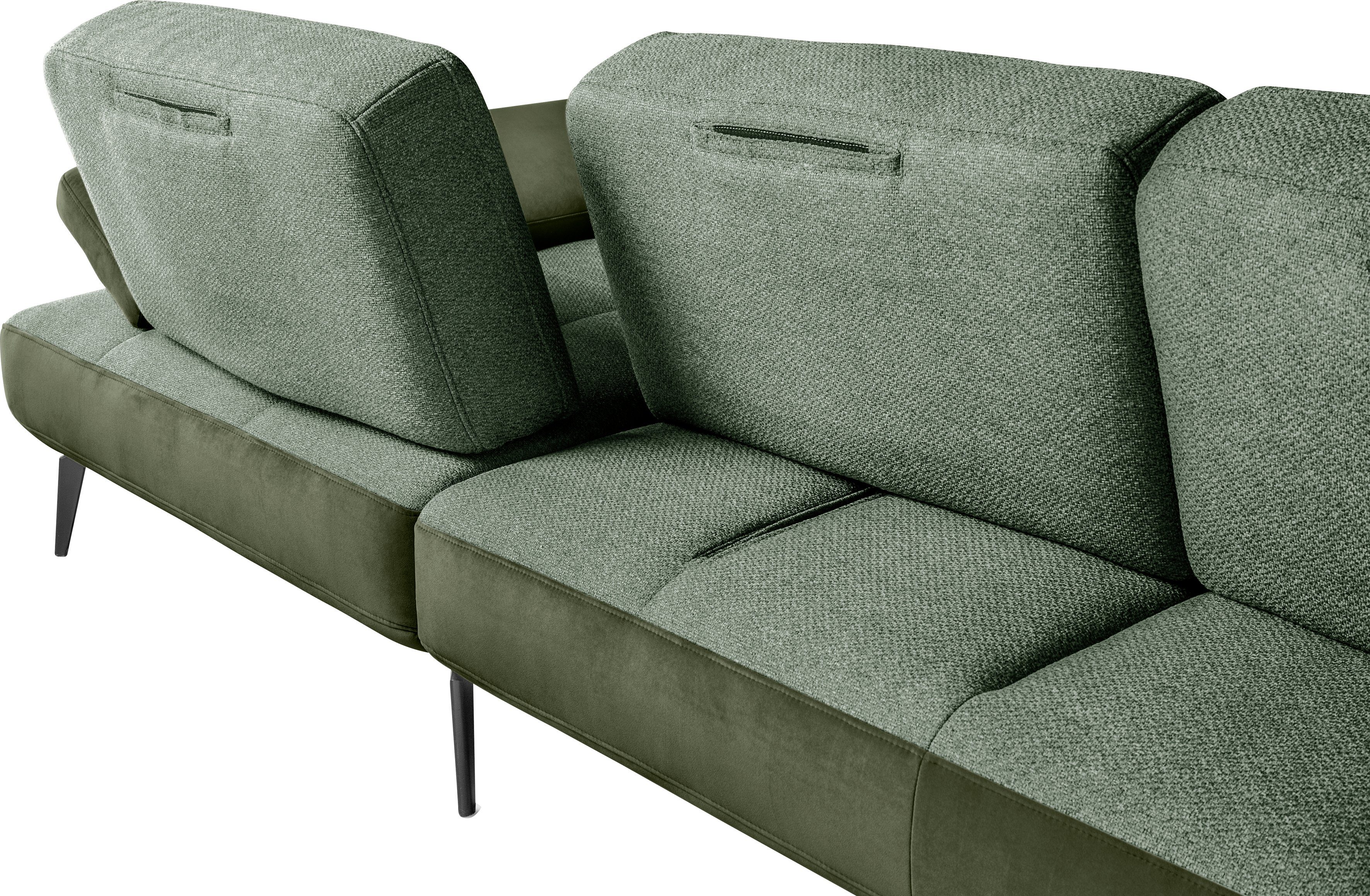 one und 4300, Musterring by Sitztiefenverstellung Nierenkissen olive206/olive77 set Ecksofa SO inklusive