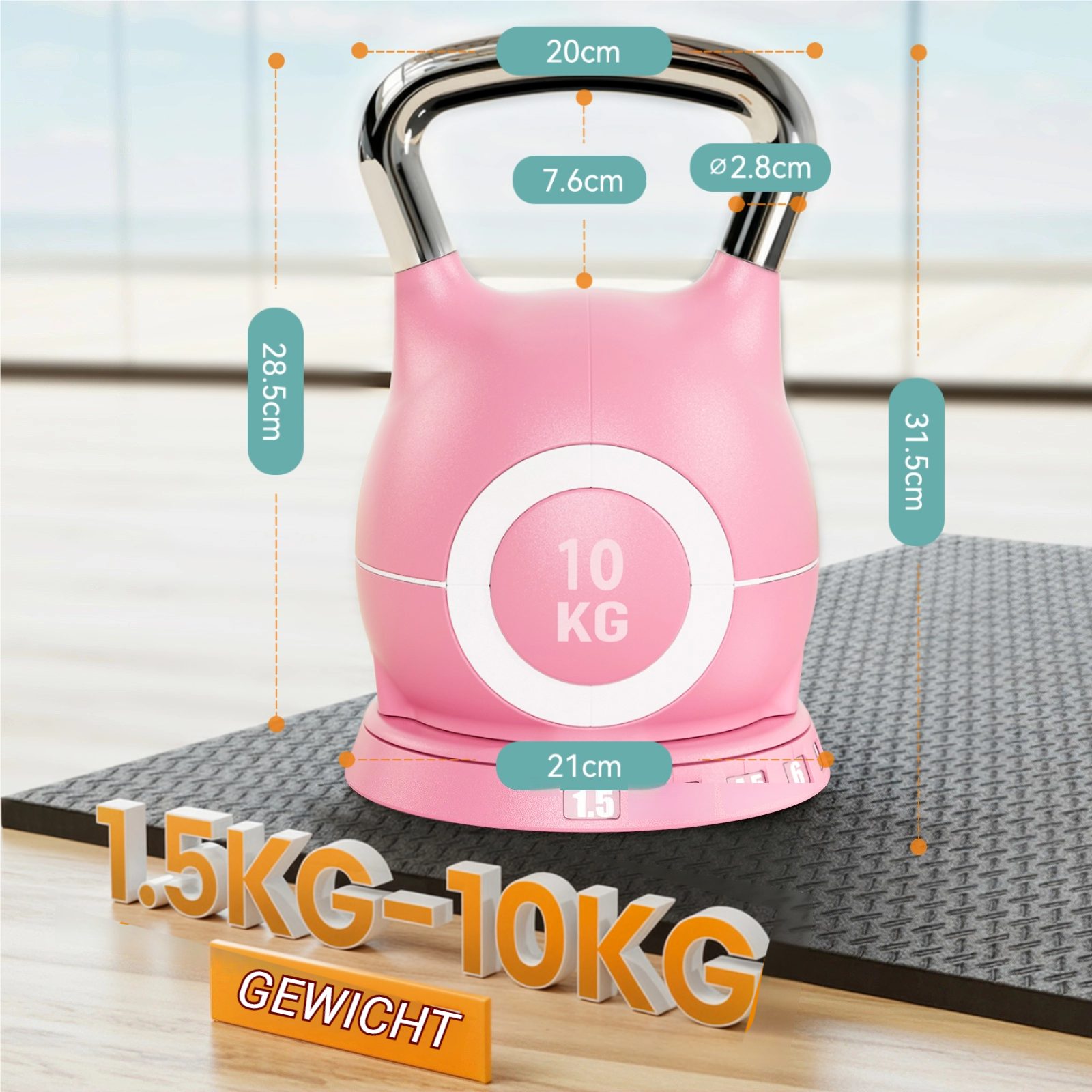 TLGREEN Kettlebell Verstellbare Kettlebell Set,7 in 1 Kugelhantel, (mit massivem Aluminiumgriff Hanteln), für Heimtraining und Fitness