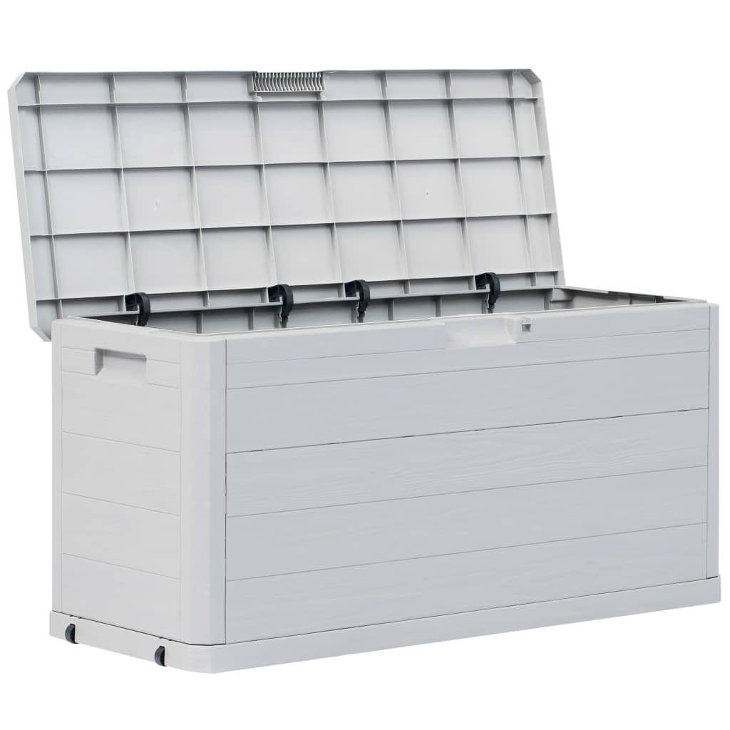 furnicato Gartenbox Kunststoff in Holz-Optik Hellgrau 117 x 45 x 56 cm (1 St), Witterungsbeständige Kissenbox mit 280L Stauraum und abschließbar