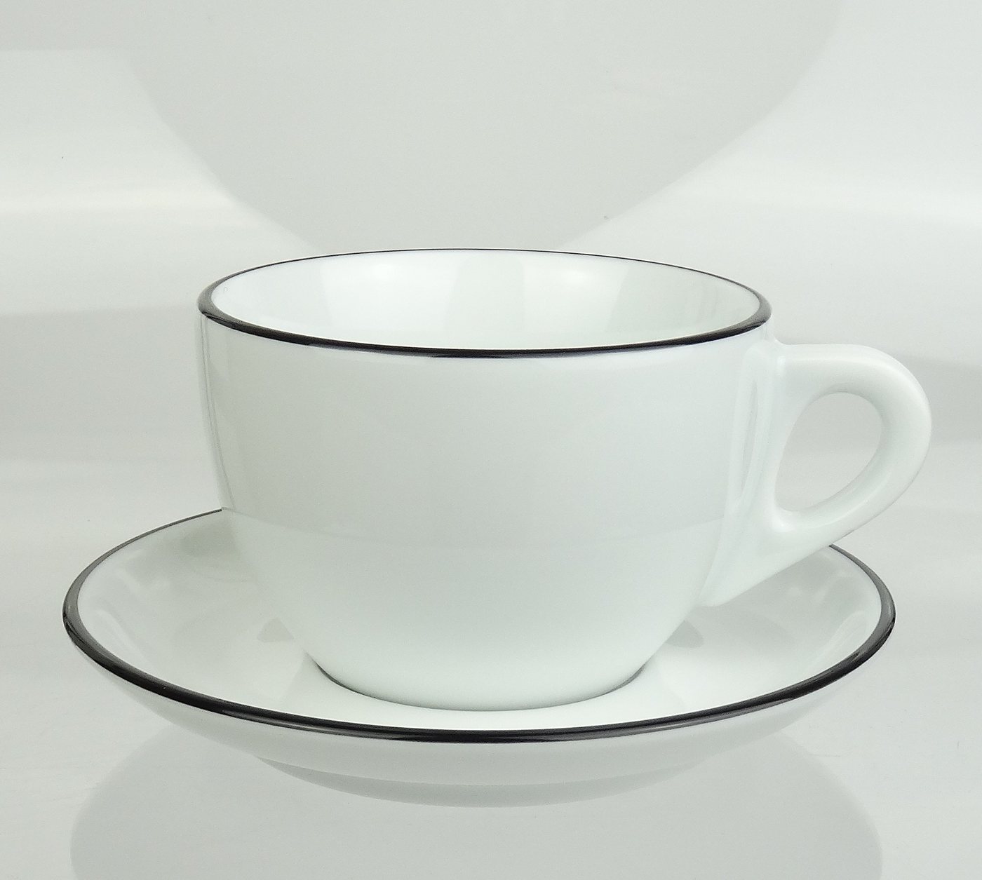 Ancap Cappuccinotasse dickwandig, schwarzer Rand, Made in Italy, 1-tlg., Porzellan