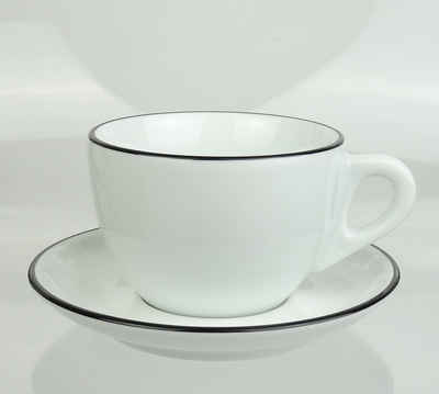 Ancap Cappuccinotasse dickwandig, schwarzer Rand, Made in Italy