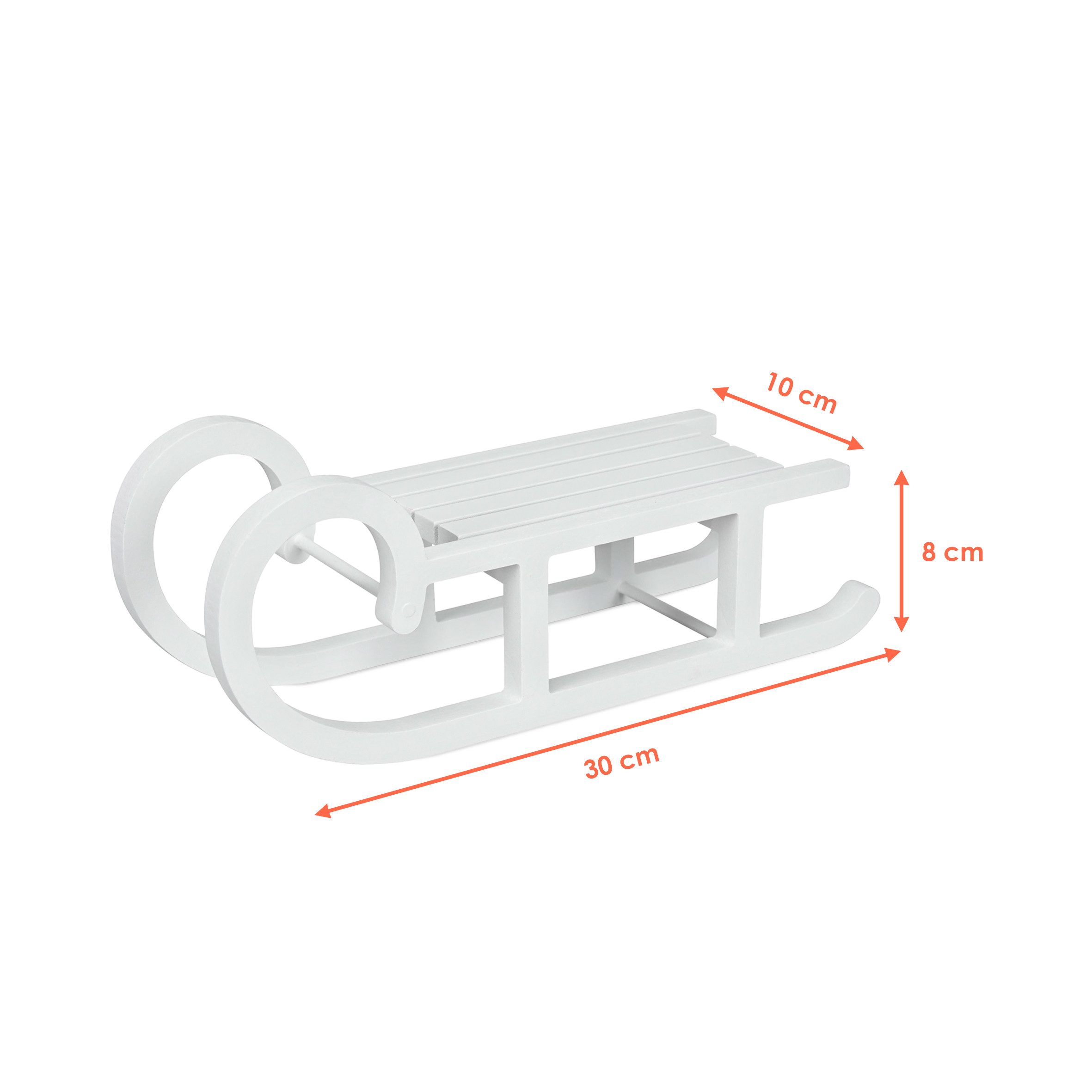 Spetebo Dekofigur Holz Deko Schlitten klein weiß (30 cm x 10 cm, 1 St., Sch günstig online kaufen