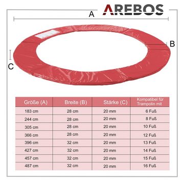 Arebos Trampolin-Randabdeckung Trampolin Randabdeckung, 183,244,305,366,396,457 oder 487 cm, rot (Trampolin Randabdeckung)