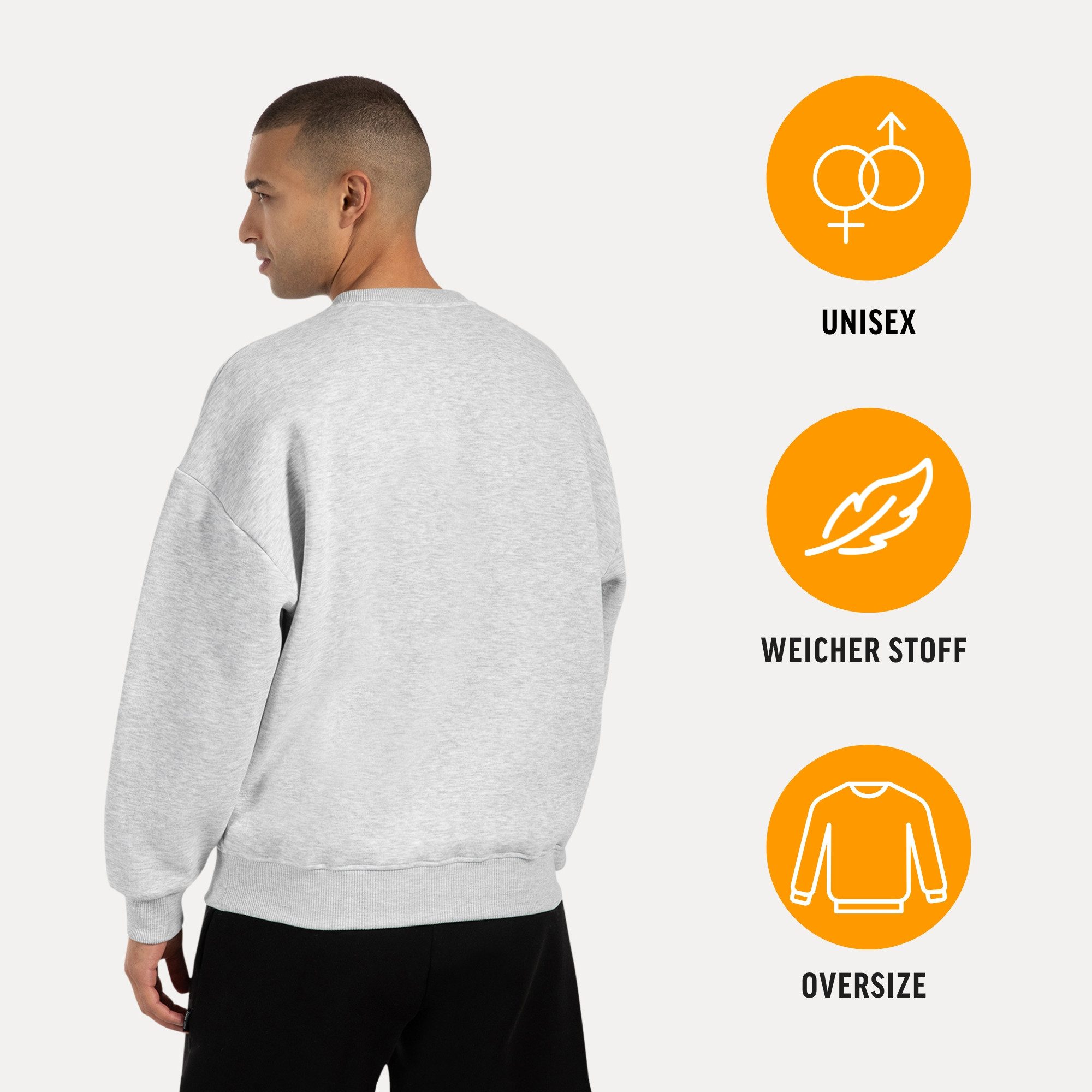 Smilodox Sweatshirt Unisex Riven, Oversize Fit Pulli mit Graviertem Metalllabel Rundhals Langarmshirt weiches Material Bequemes Tragegefühl Freizeit Gym