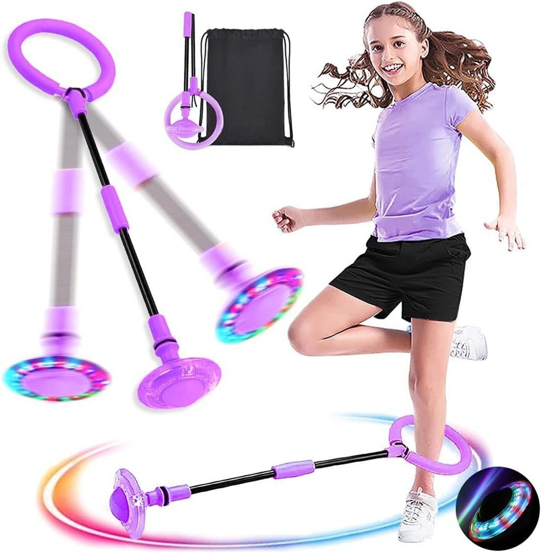 Lernspielzeug Swing Wheel mit Lichtrad,Kinder Blinkender Springring,Fußkreisel