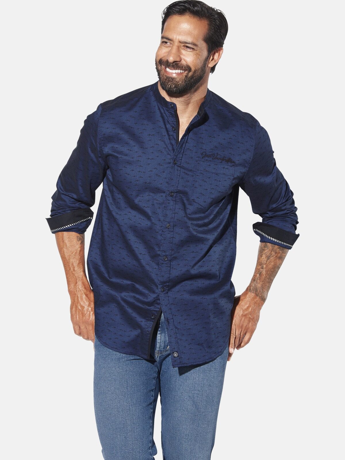 Jan Vanderstorm Langarmhemd LEIFBJORN mit modischem Stehkragen günstig online kaufen