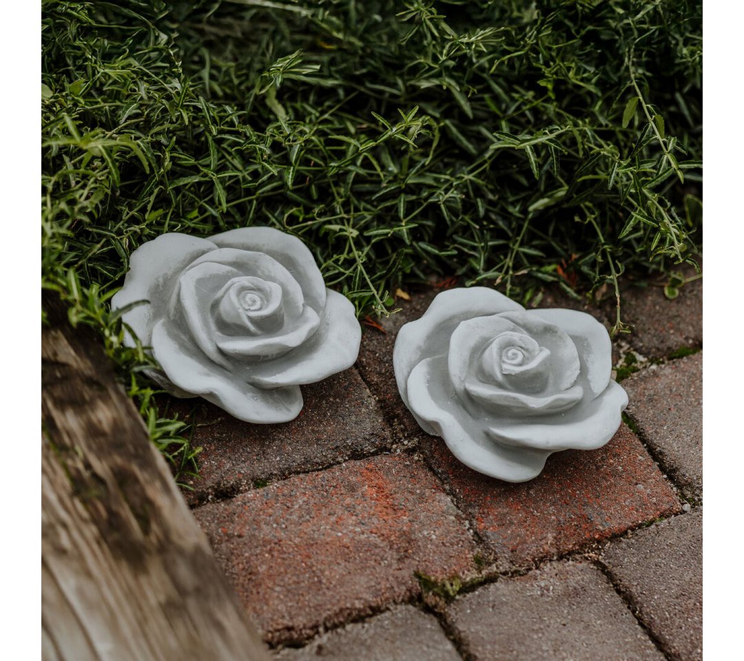 gartendekoparadies.de Gartenfigur Deko Rosen 2er-Set, Steinrosen, Steinfiguren, H. 9 cm, 4 kg, (2er-Set), Frostsicher