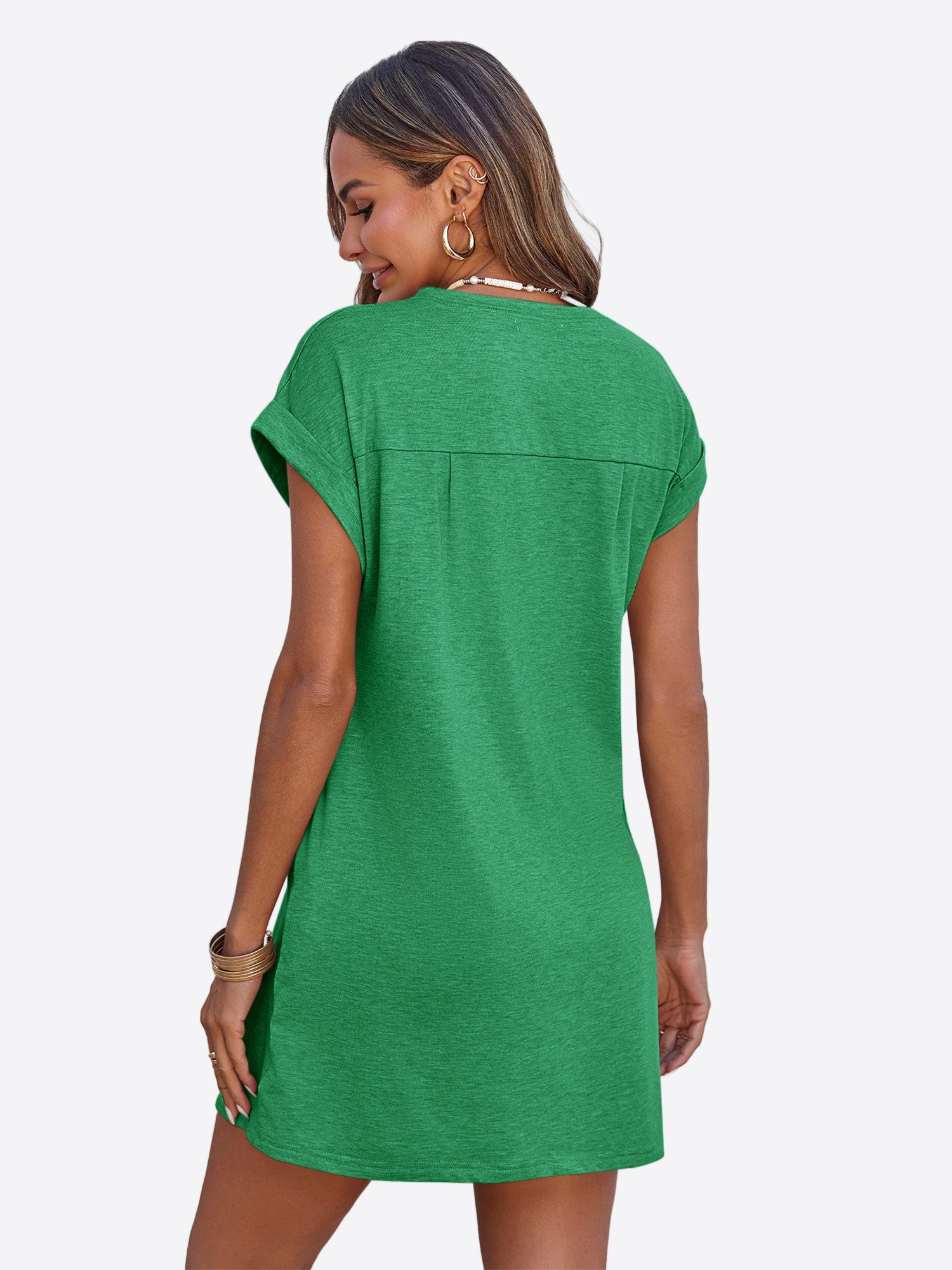 Imily Bela Minikleid Damen Sommerliches T-Shirt Kleid mit Taschen (Packung, 1-tlg., 1per-Pack) einfarbig
