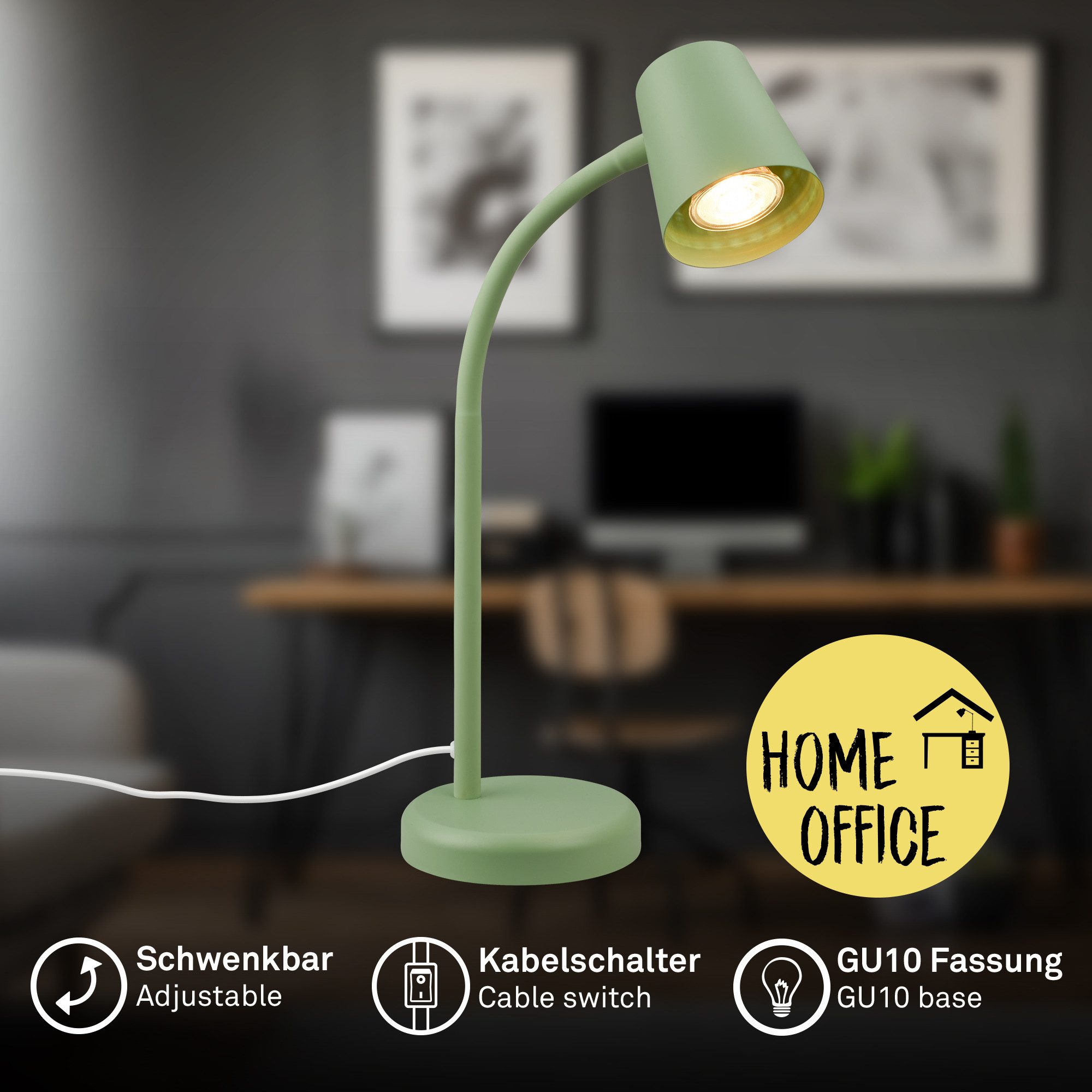 Briloner Leuchten Tischleuchte LED Tischlampe Bürolampe Homeoffice Schreibtischlampe Kinderzimmer, ohne Leuchtmittel, 2700K - Extra - Warmweiß