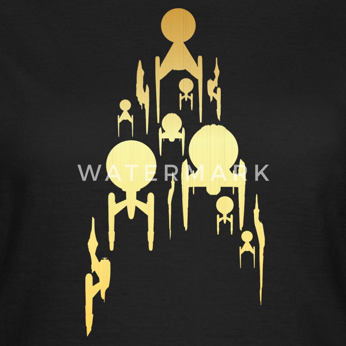 Spreadshirt T-Shirt Star Trek Discovery Gold Raumschiff Frauen T-Shirt (1-tlg)