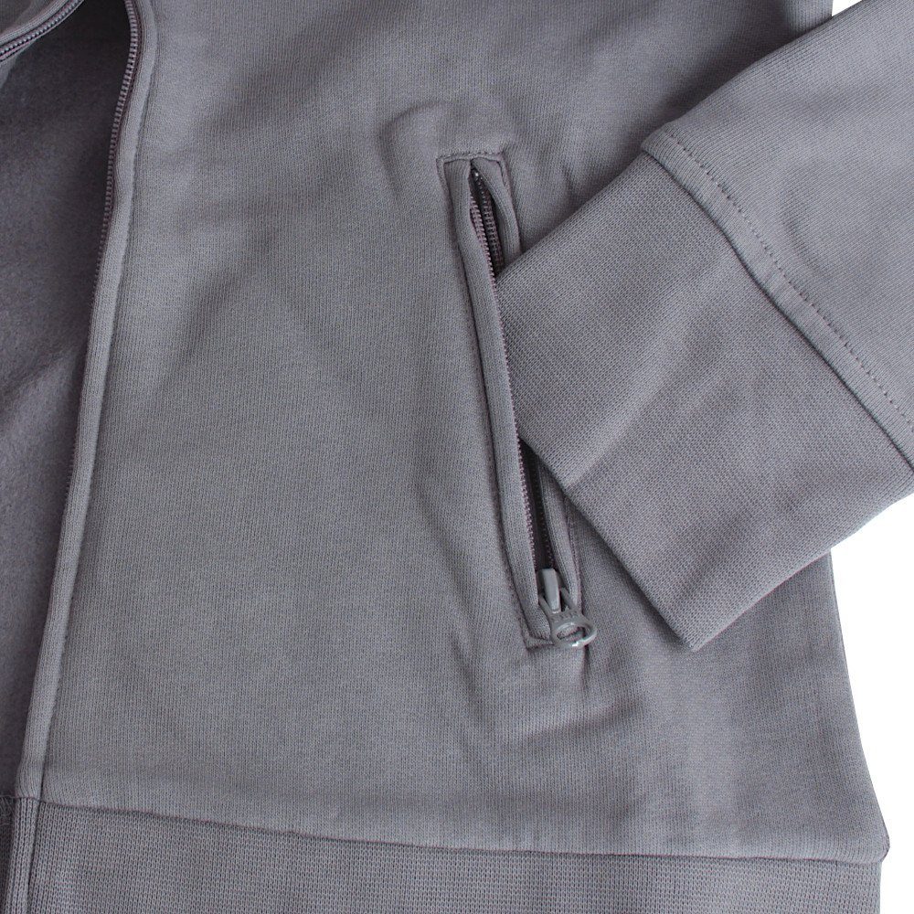 Jacket grau Sweatjacke mit Promodoro Collar und angerauter Elasthanbündchen Stand-Up Innenseite