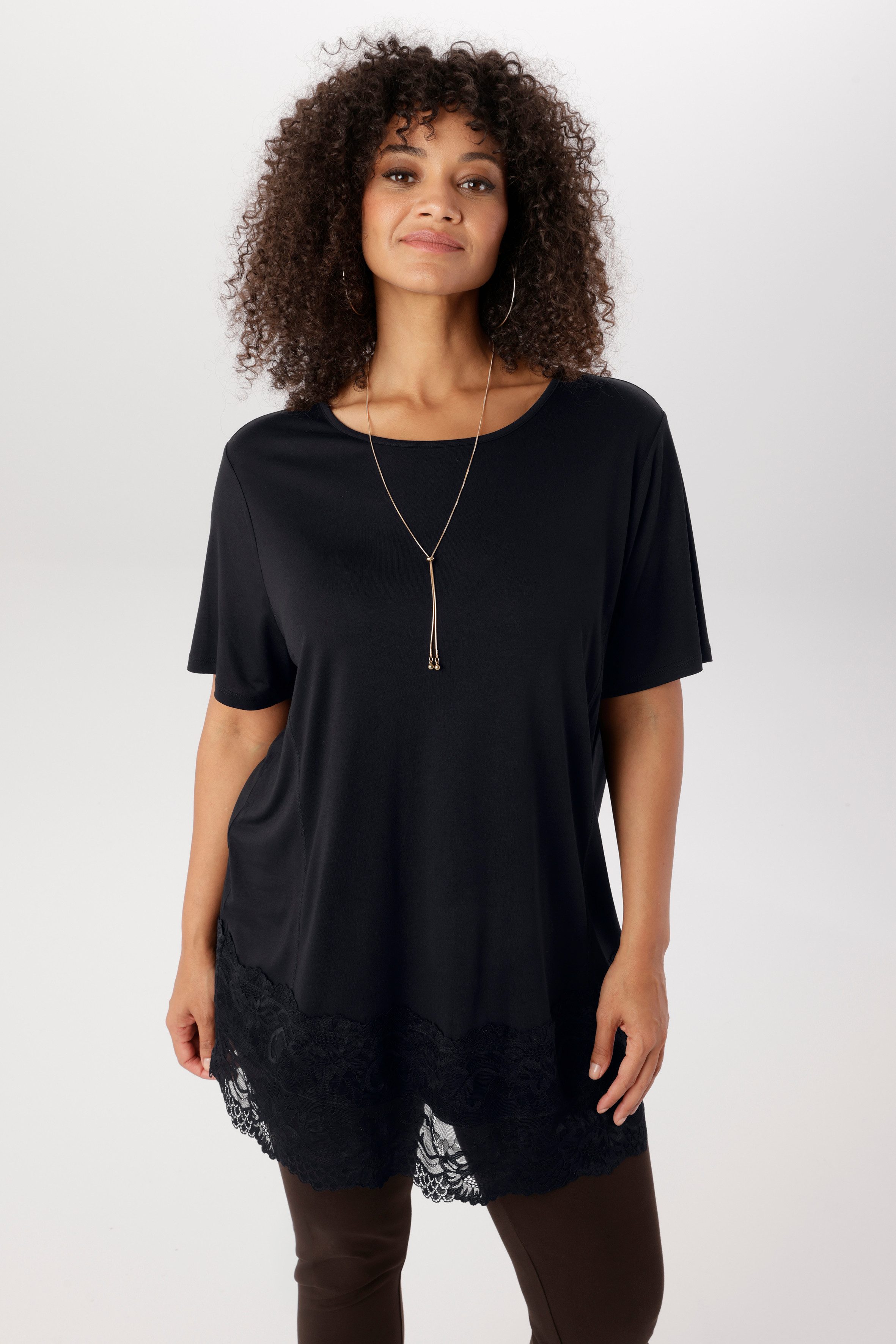 Aniston PLUS Spitzenshirt mit Trendige Spitze am Saum - NEUE KOLLEKTION