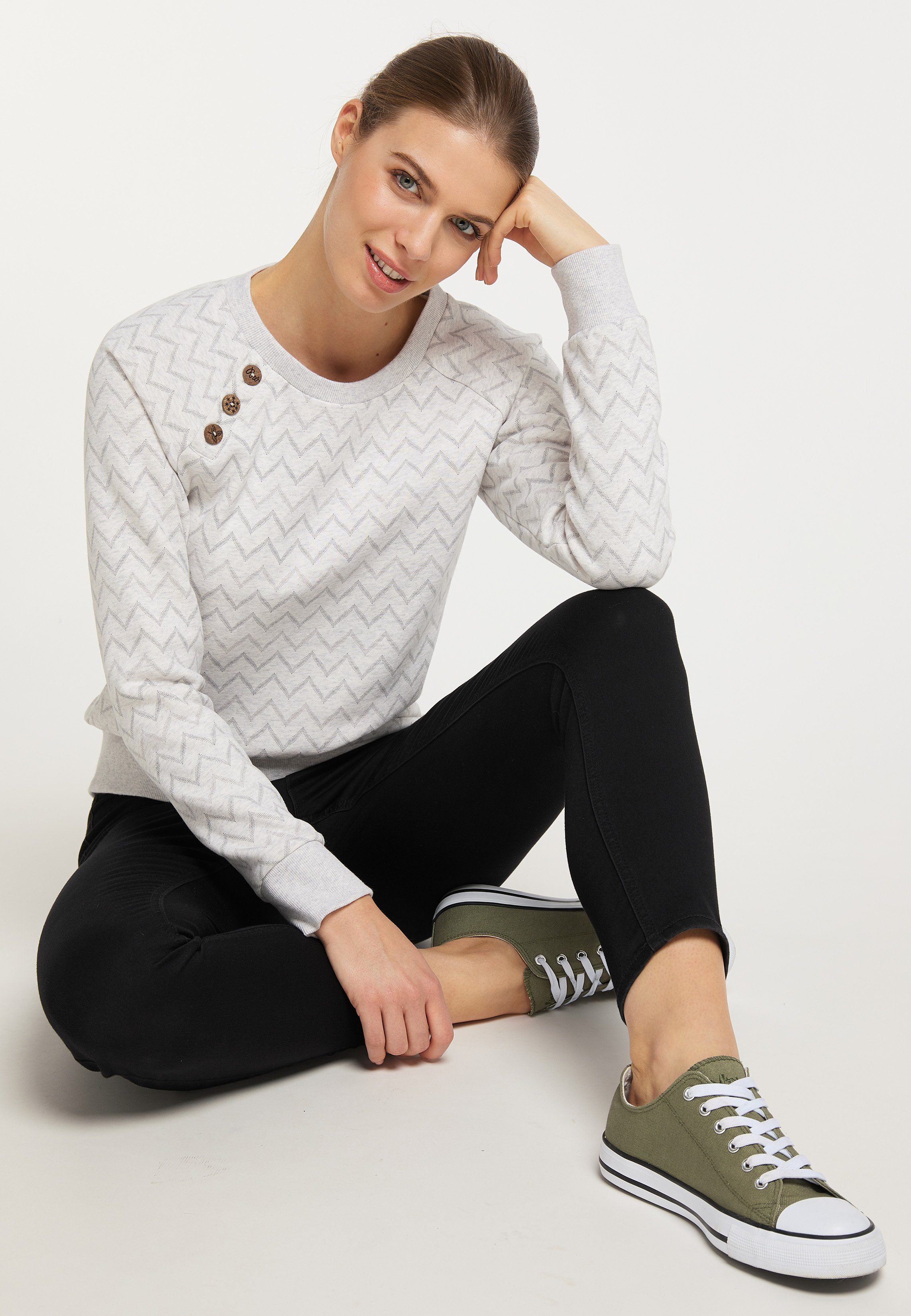 Ragwear Sweatshirt DARIA CHEVRON Nachhaltige & Vegane Mode WHITE