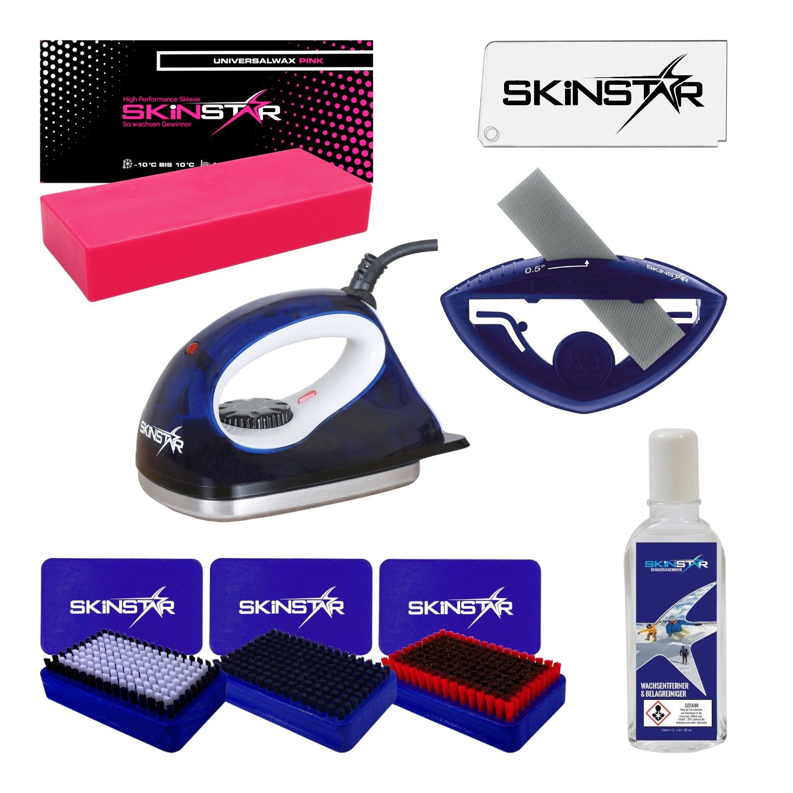 SkinStar Ski SkinStar Ski Wachs & Kantenschleifer Set Bügeleisen Bürsten Wax