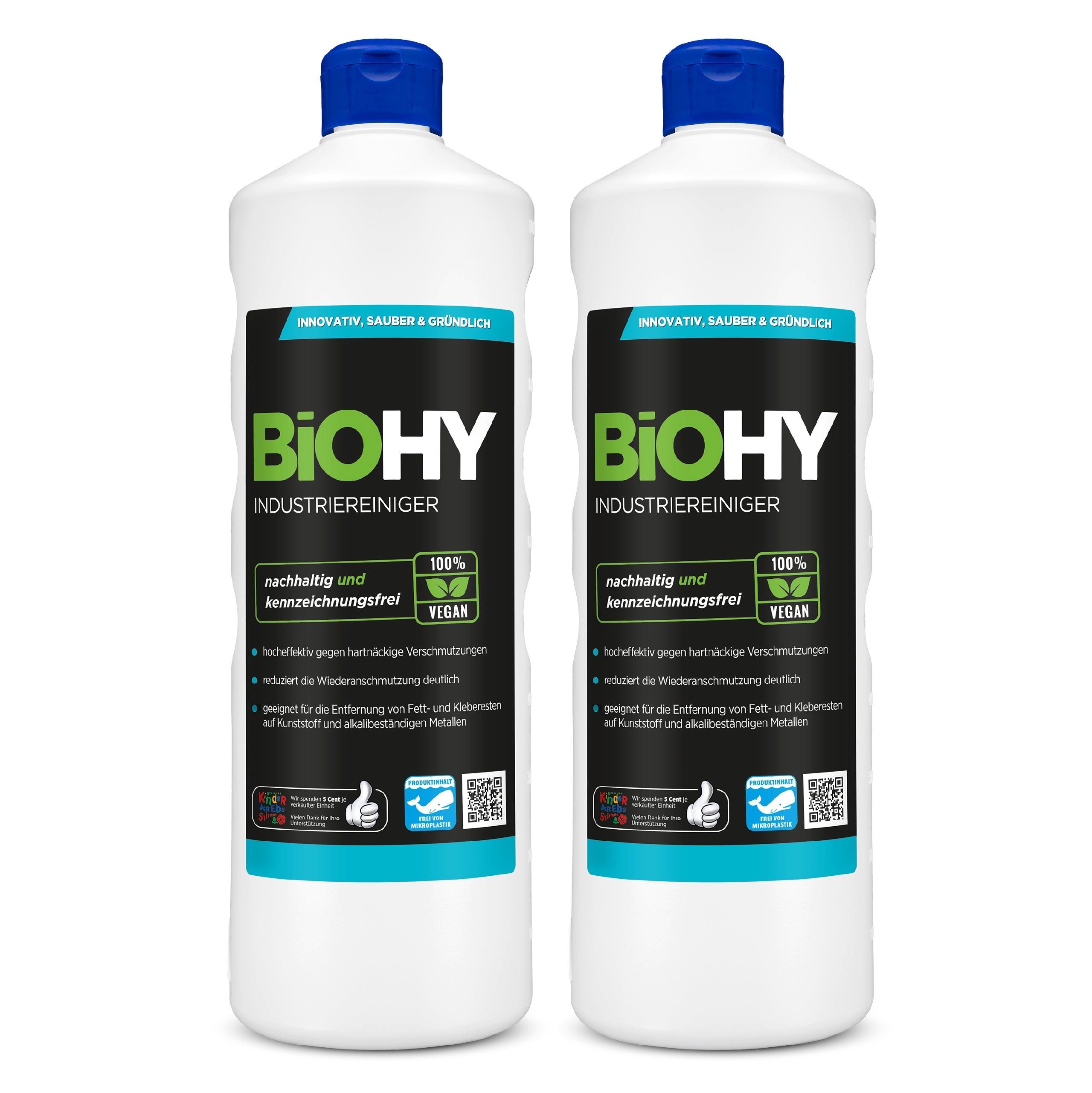 BiOHY Industriereiniger 2er Pack (2 x 1 Liter Flasche) Allzweckreiniger (Packung, [2-St)