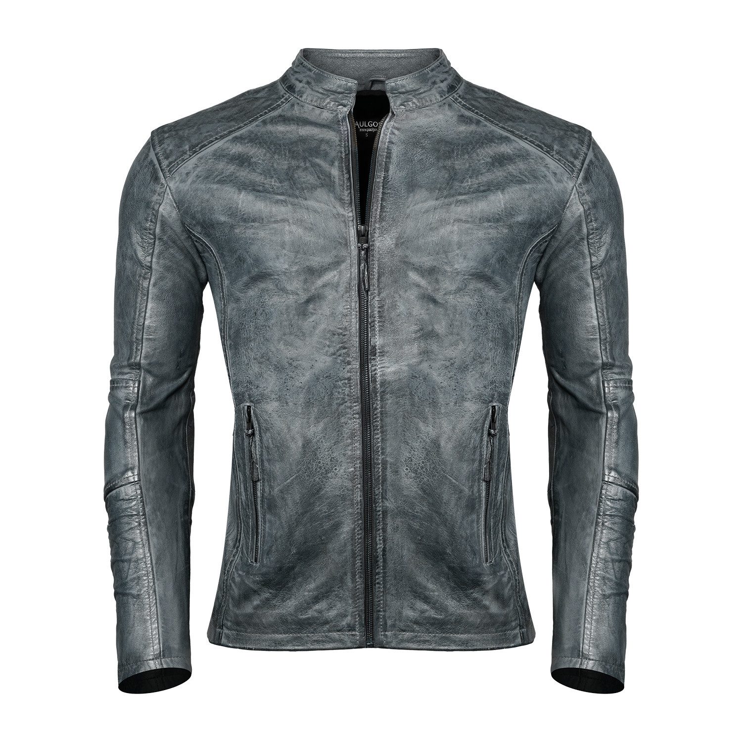 PAULGOS Lederjacke Herren Jacke Übergangsjacke Biker Look 100% Echtleder D3