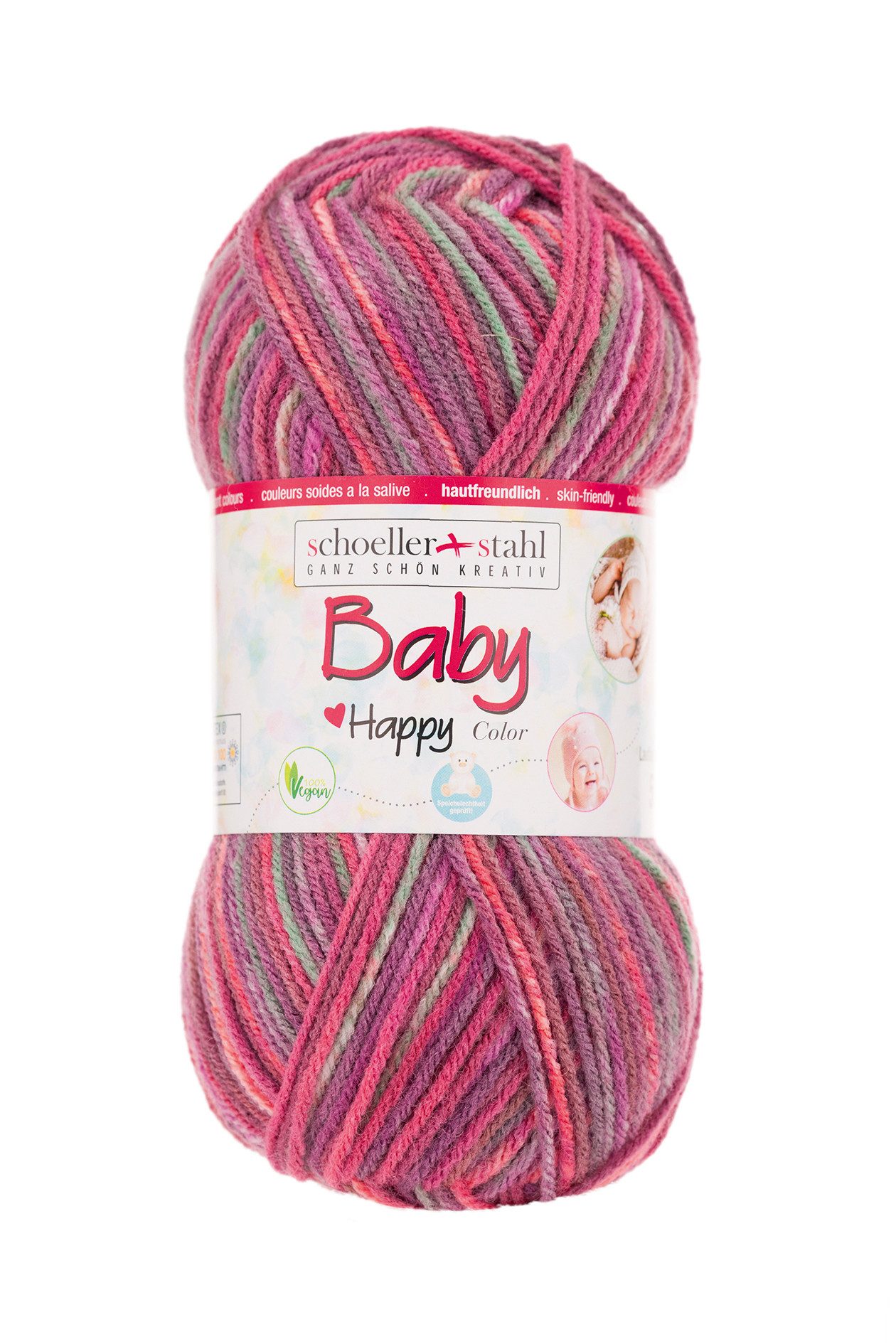 Schoeller + Stahl Baby Happy Color Häkelwolle, 185 m, wunderbar weiches, pflegeleichtes Garn mit fröhlichen Farbakzenten