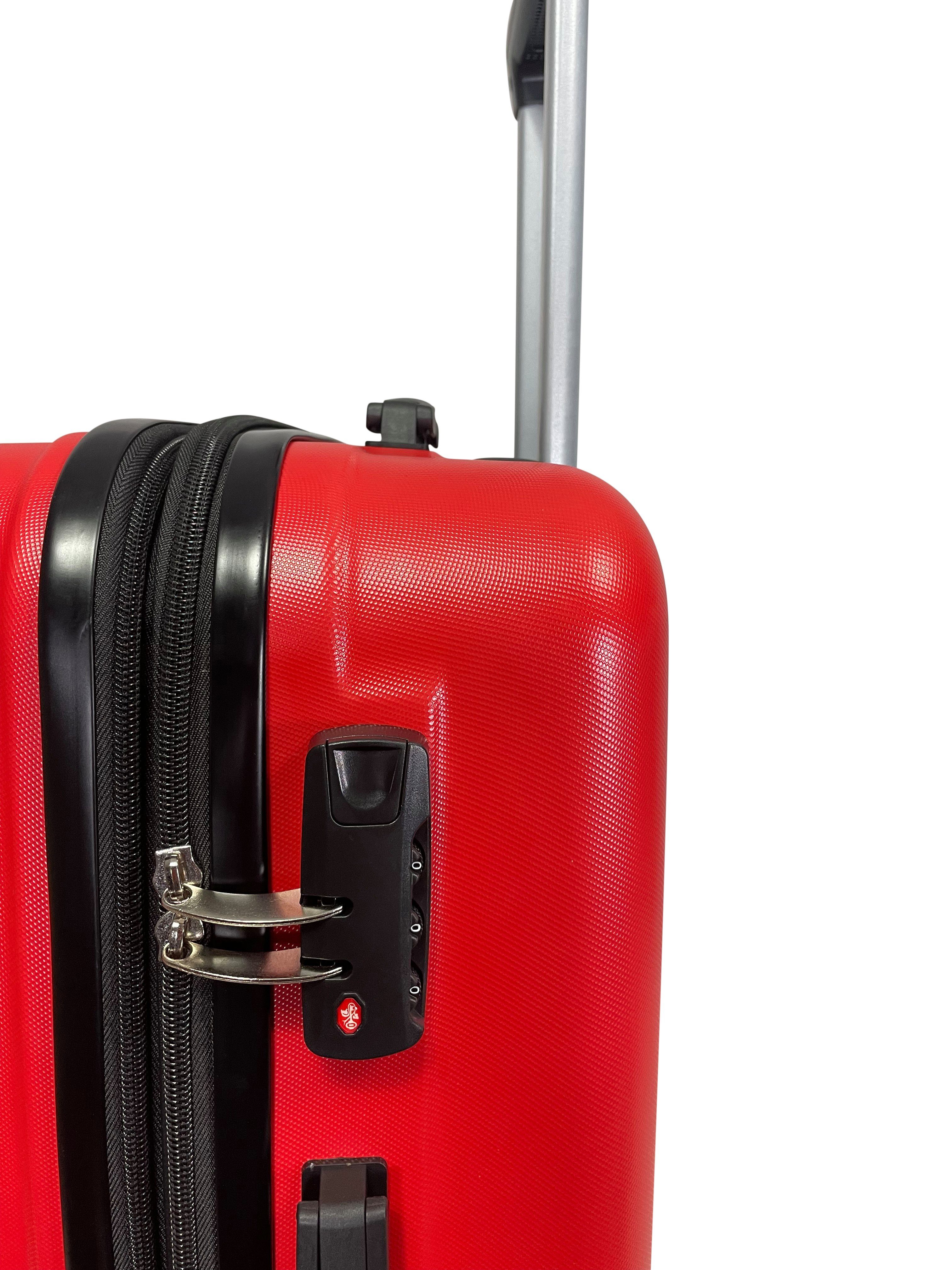 Rot MTB (Handgepäck-Mittel-Groß-Set) erweiterbar Koffer Reisekoffer Hartschalen ABS