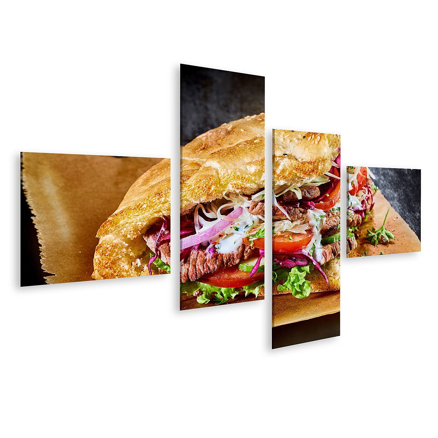 islandburner Leinwandbild Bild auf Leinwand Türkischer Döner Kebab auf goldenem, geröstetem Flad