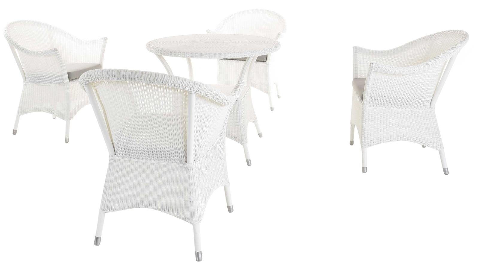 Krines Home Sitzgruppe Exklusives Gartenmöbel Set 4 Stühle mit Tisch PE Rattan wetterfest, (5-tlg), Garten Sitzgarnitur Polyrattan Sitzgruppe 4 Personen