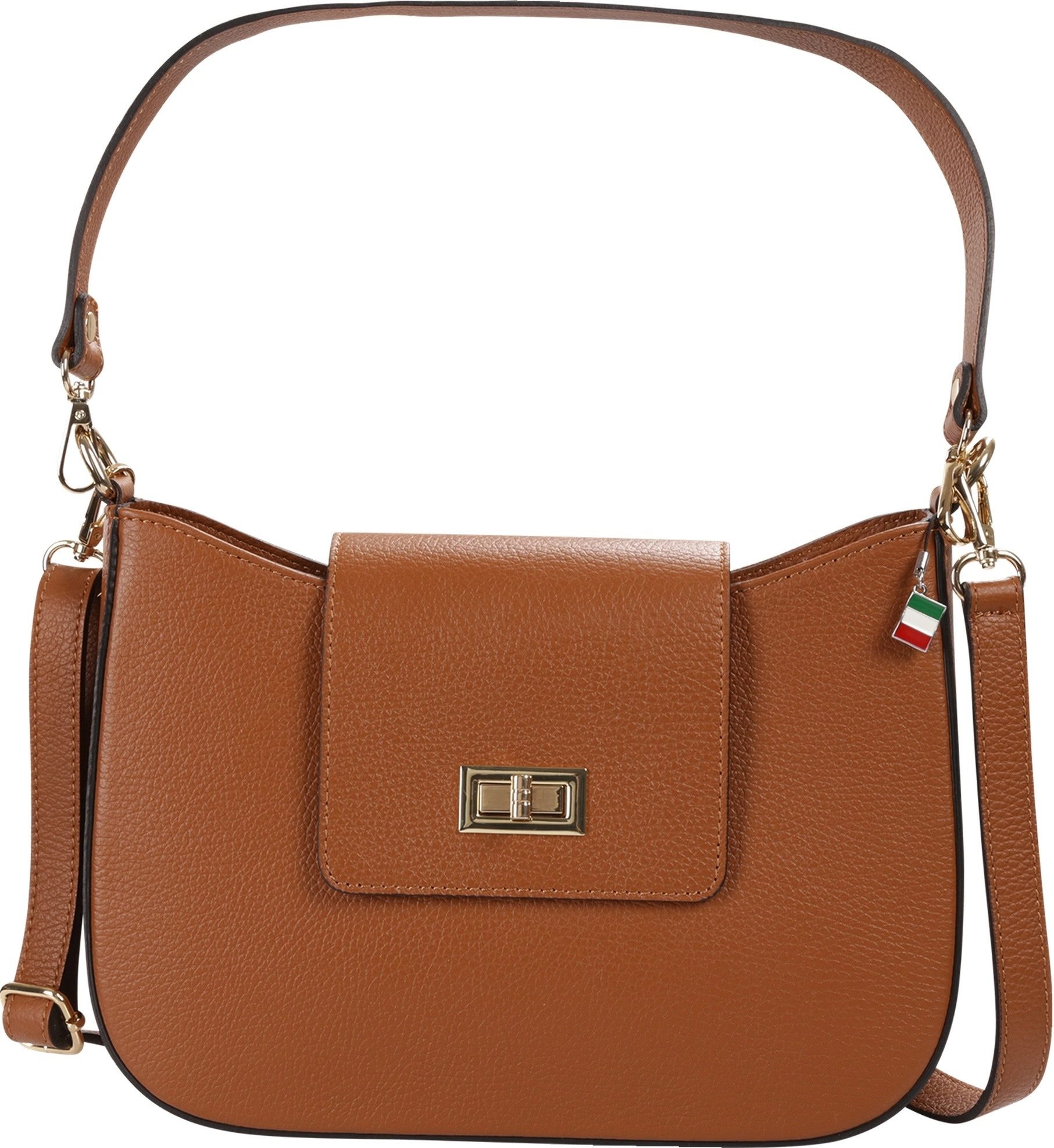 FLORENCE Schultertasche Florence Damen Schultertasche Leder (Schultertasche), Damen Schultertasche Leder, braun, cognac ca. 28cm x ca. 20cm hoch
