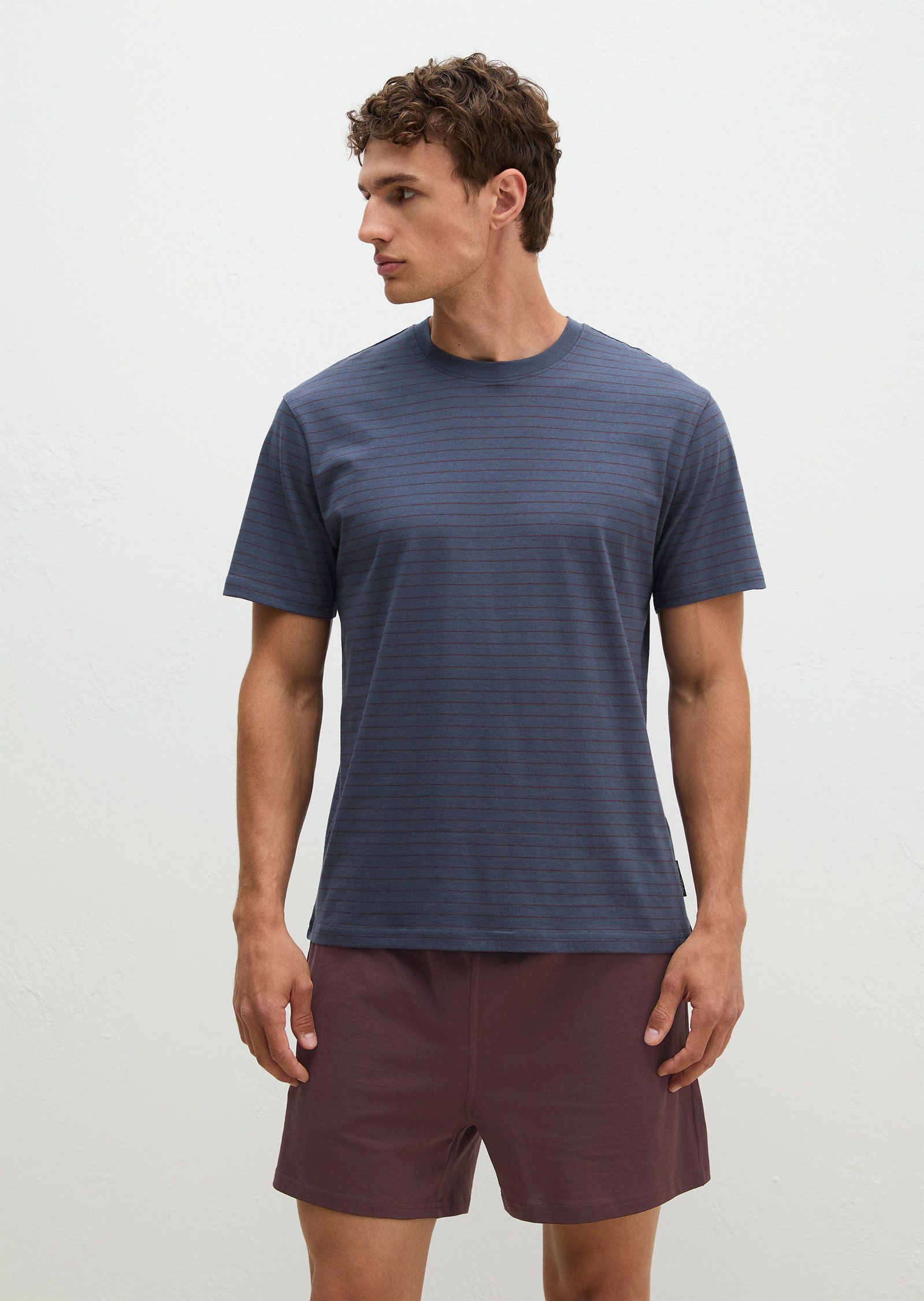 Marc O'Polo Shorty aus Baumwoll-Jersey, mit geometrischen Prints und feinen Streifen