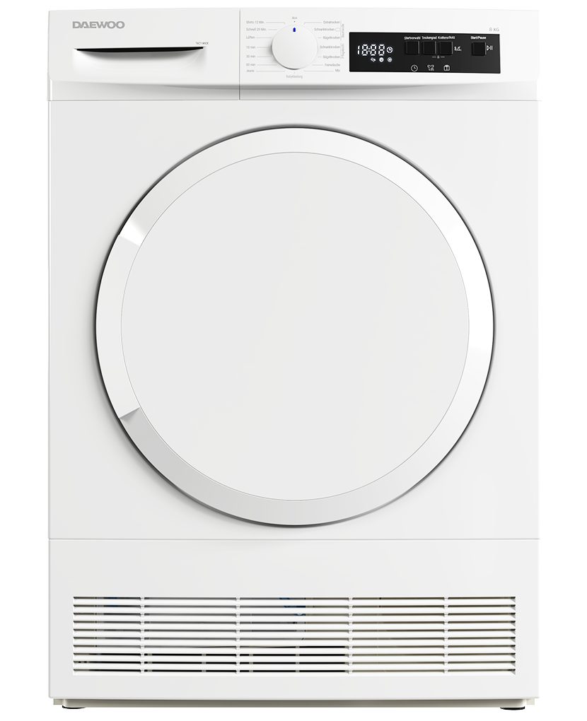Daewoo Kondenstrockner T8CT1W0DE, 8 kg, 15 Programme, Startzeitauswahl, Knitterschutz