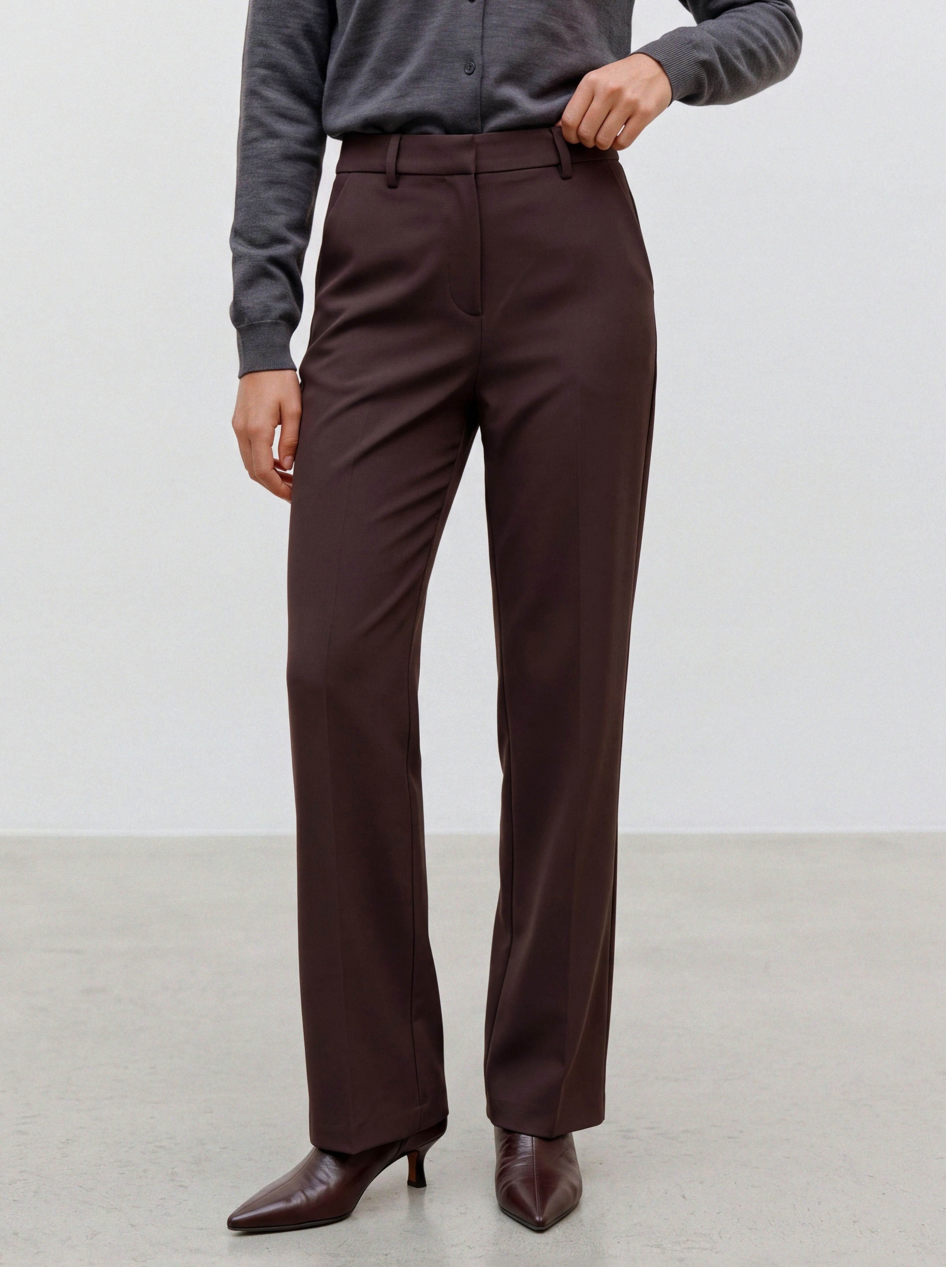 Vero Moda Anzughose VMMAYA MR STRAIGHT SOLID PANT Materialmix, mit Stretch, mide rise, straight fit
