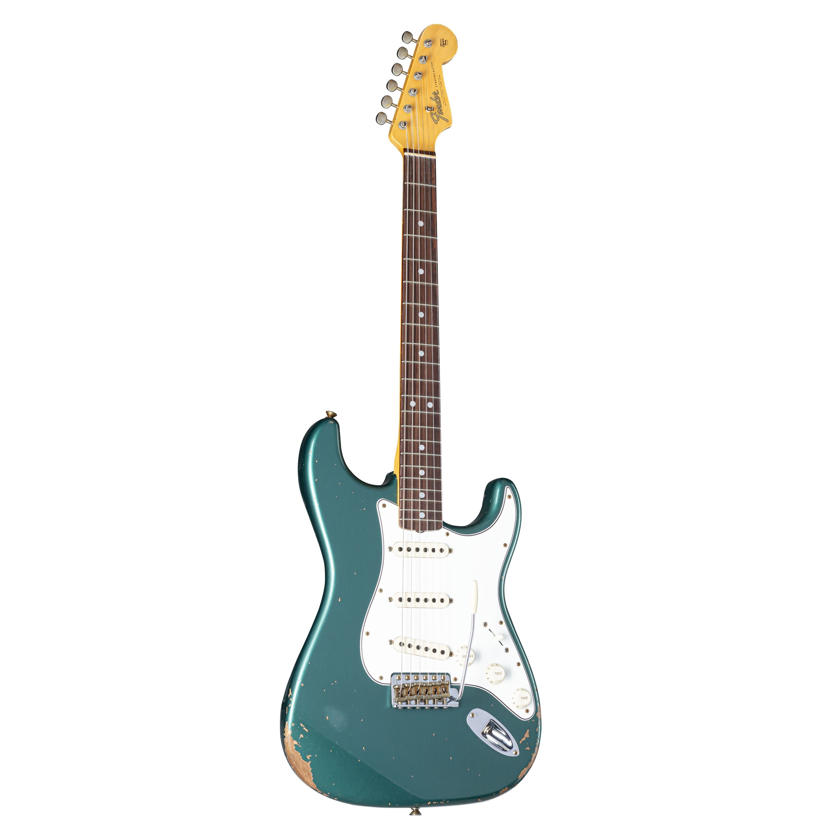 Fender E-Gitarre, '65 ST Style RW Sherwood Green Metallic #132994 - Electric Guitar, '65 Stratocaster Relic RW Sherwood Green Metallic #132994 - E-Gitarr