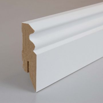 PROVISTON Sockelleiste MDF, 19 x 80 x 2500 mm, Weiß, Fußleiste Berliner Profil