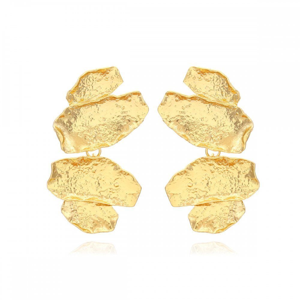 Invanter Paar Ohrhänger Robuste Gold Legierung Blatt Ohrringe Unregelmäßige Blatt Ohrringe, inkl.Geschenkbo