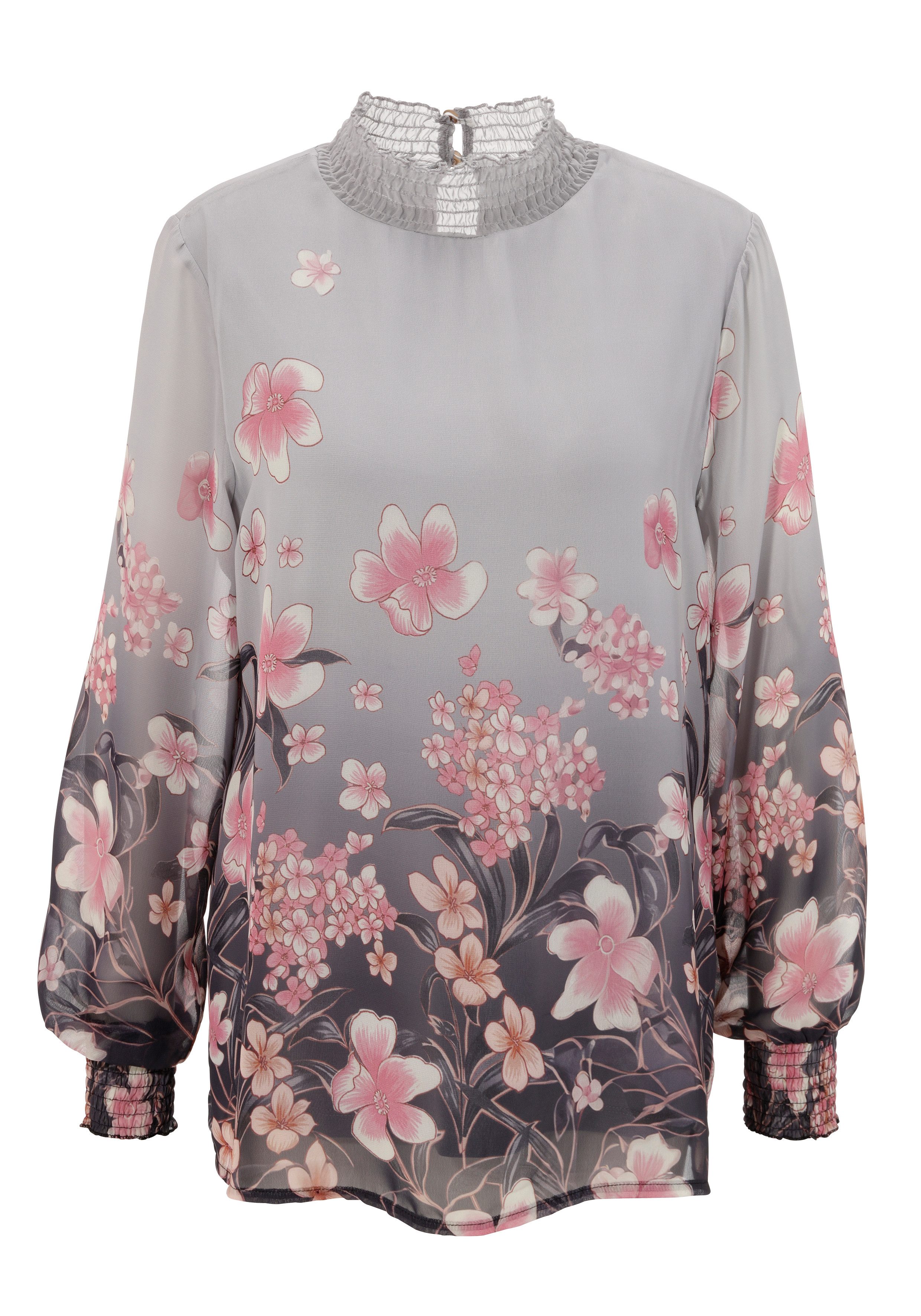 Aniston SELECTED Schlupfbluse mit Blütendruck und hübscher Blumenbordüre