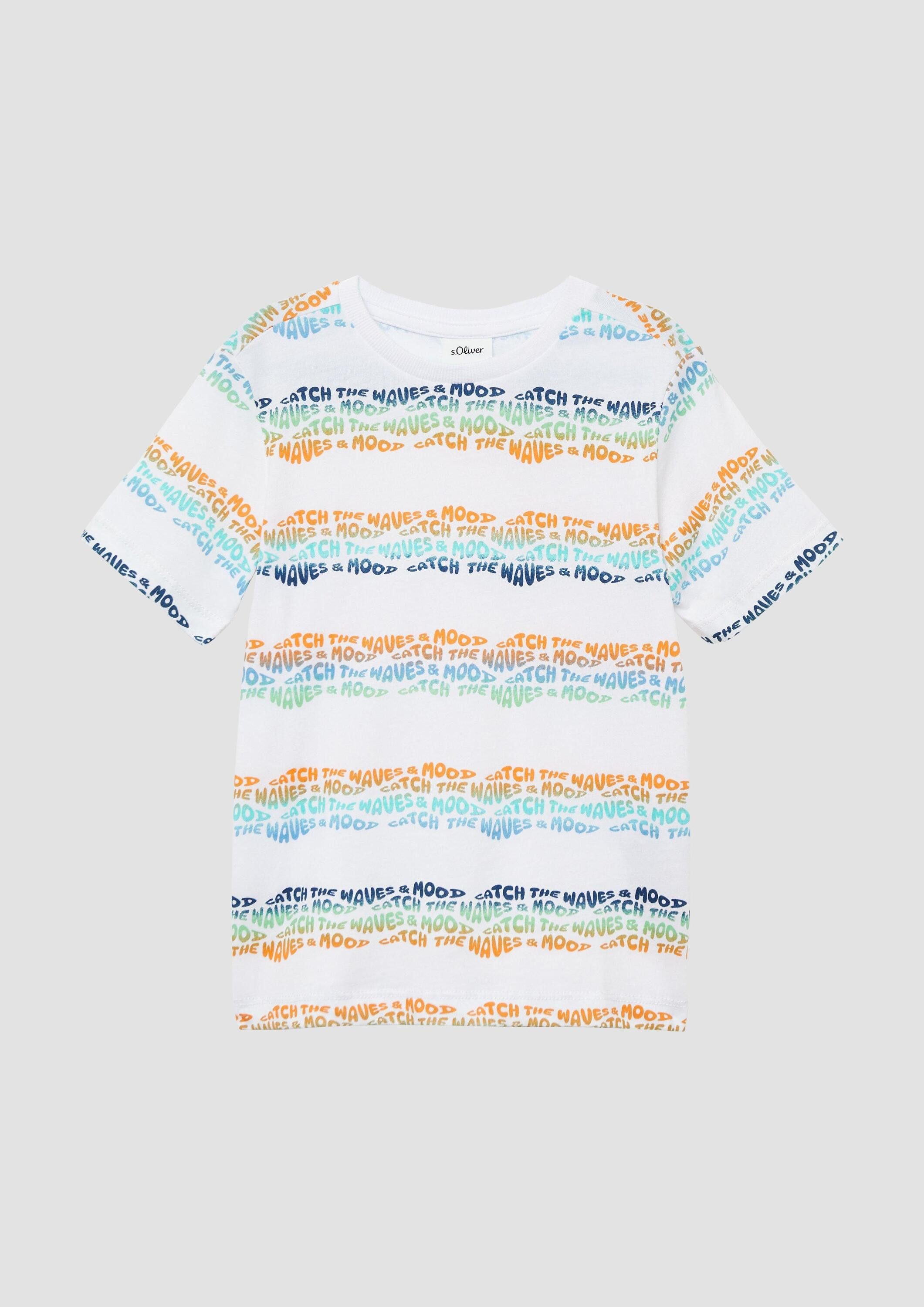 s.Oliver Kurzarmshirt T-Shirt Baumwoll-T-Shirt mit All-over-Print
