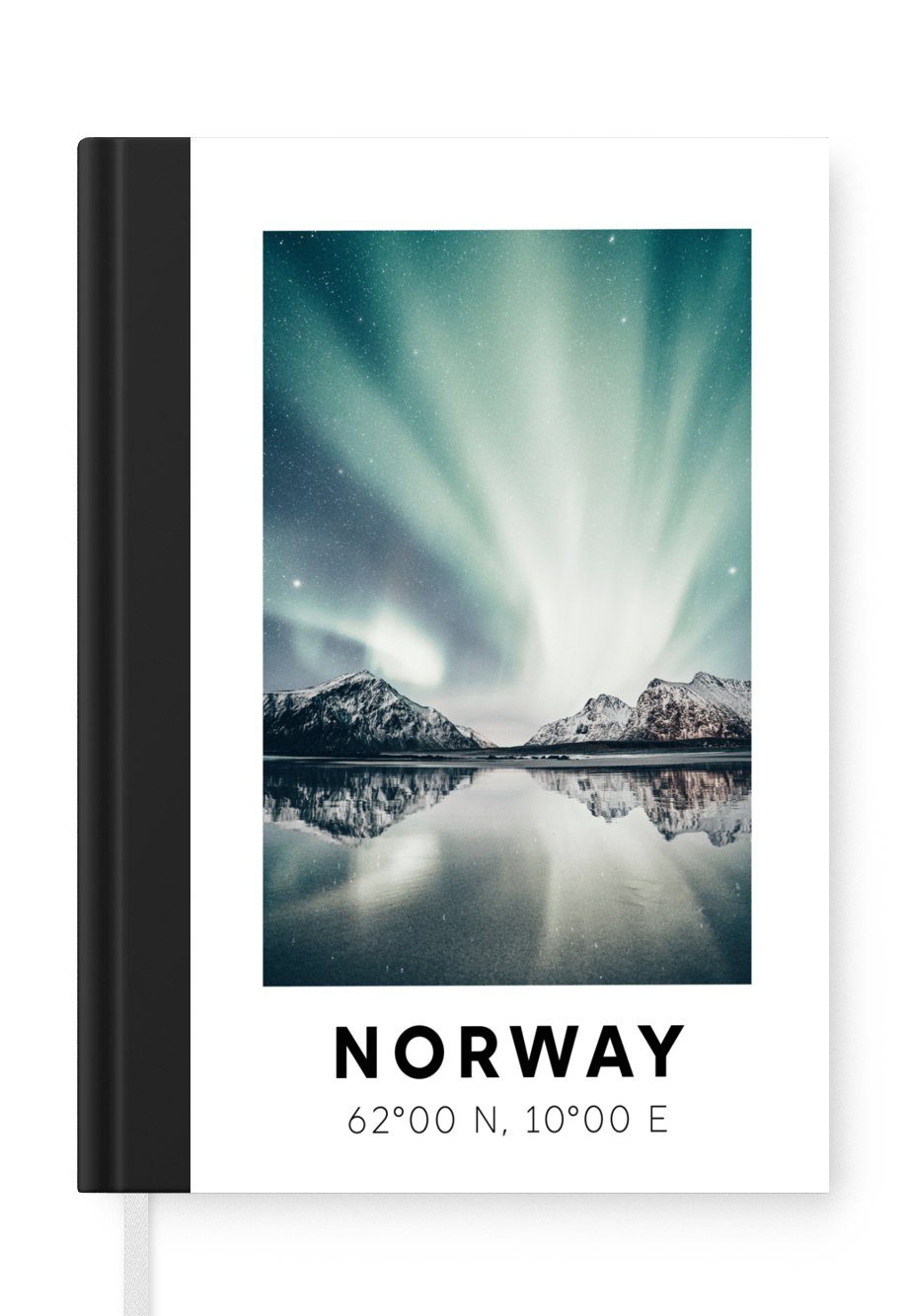 MuchoWow Notizbuch Norwegen - Nordlichter - Bergen, Journal, Merkzettel, Tagebuch, Notizheft, A5, 98 Seiten, Haushaltsbuch