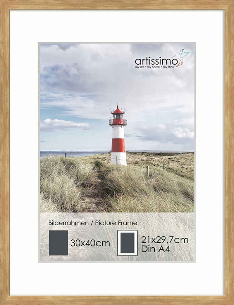artissimo Bilderleiste Bilder-Rahmen 30x40cm inkl. Passepartout für Poster DinA4 Holz Eiche